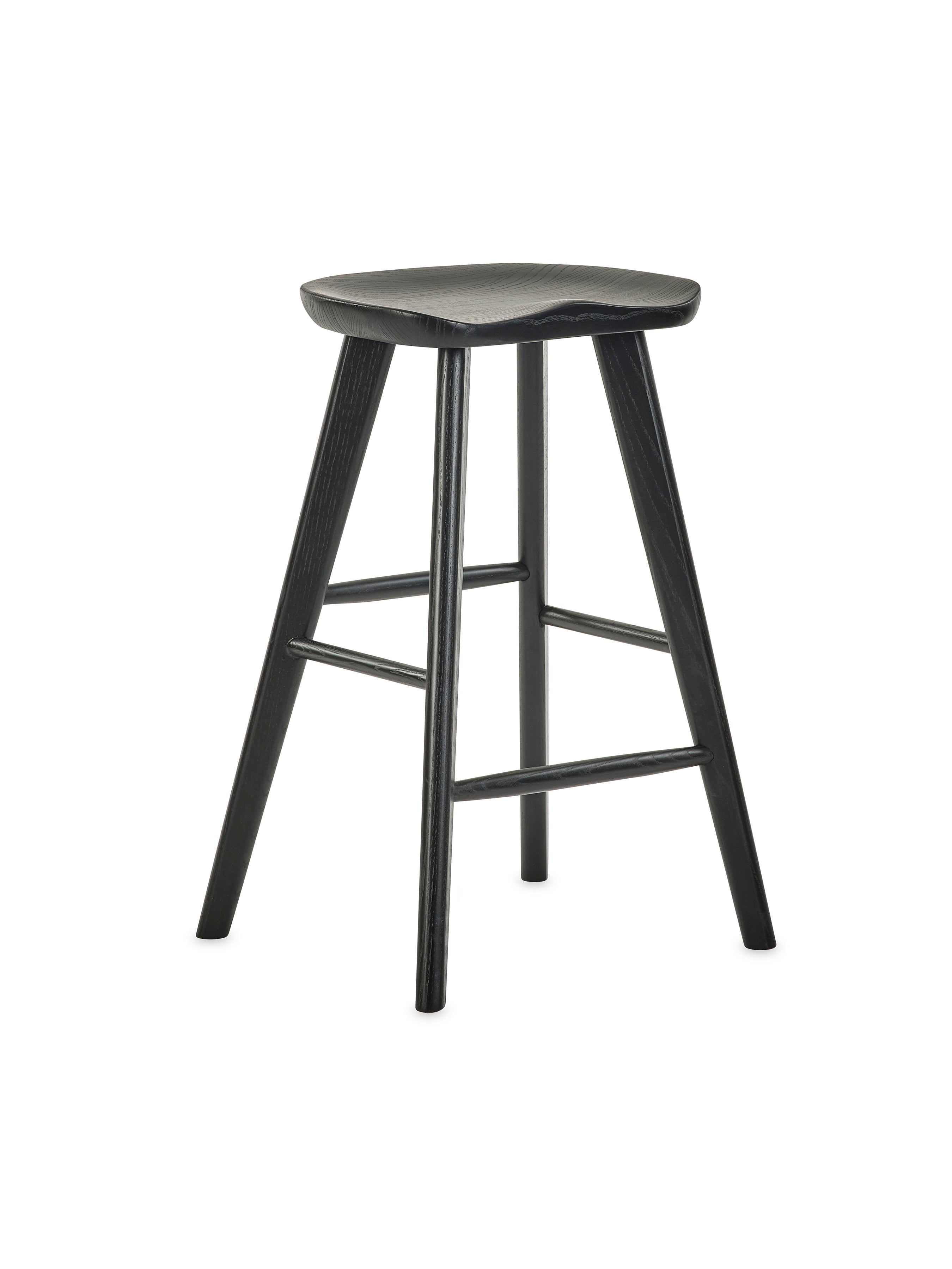 Mulu Black Solid Oak Bar Stool