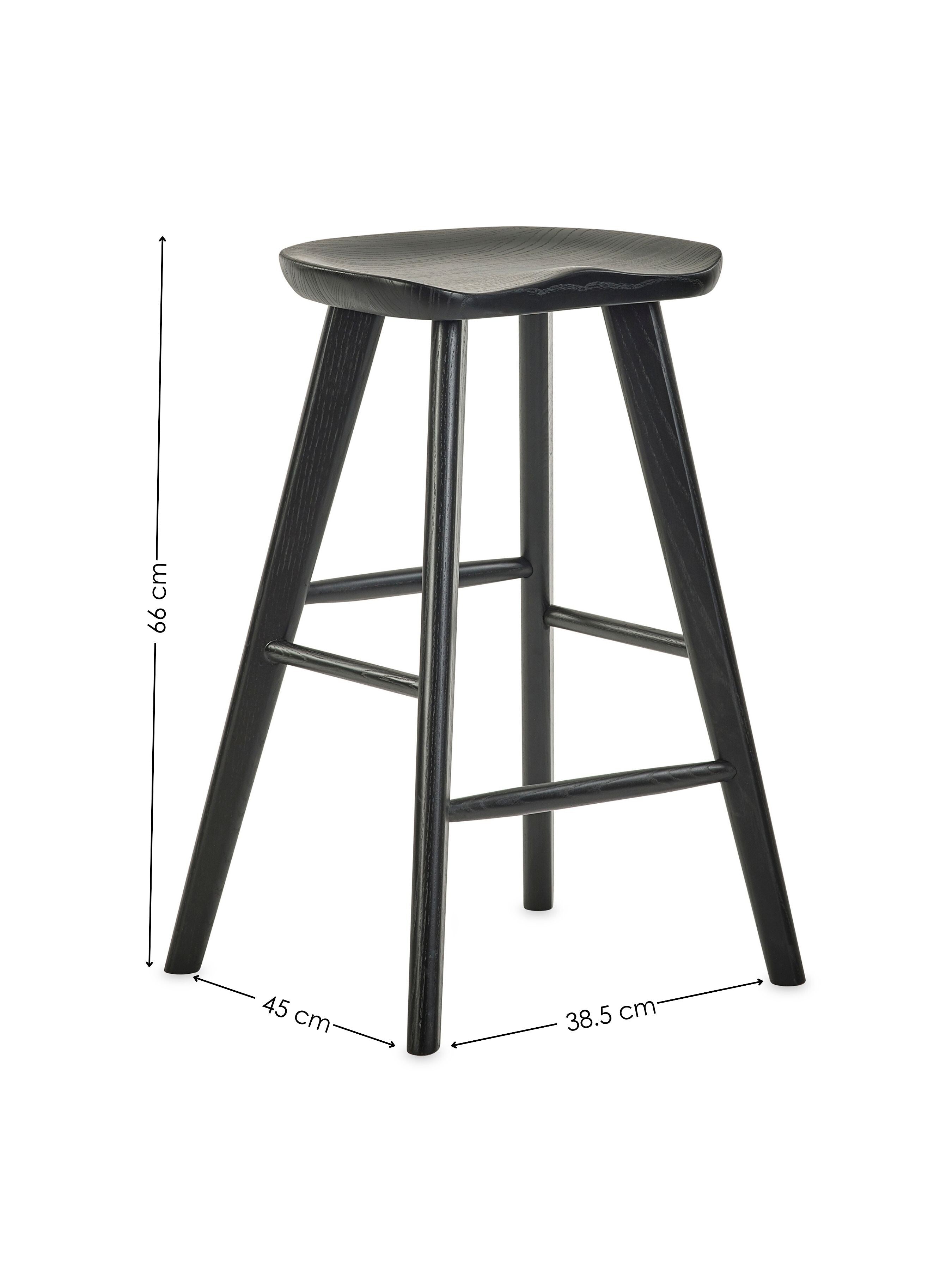 Mulu Black Solid Oak Bar Stool