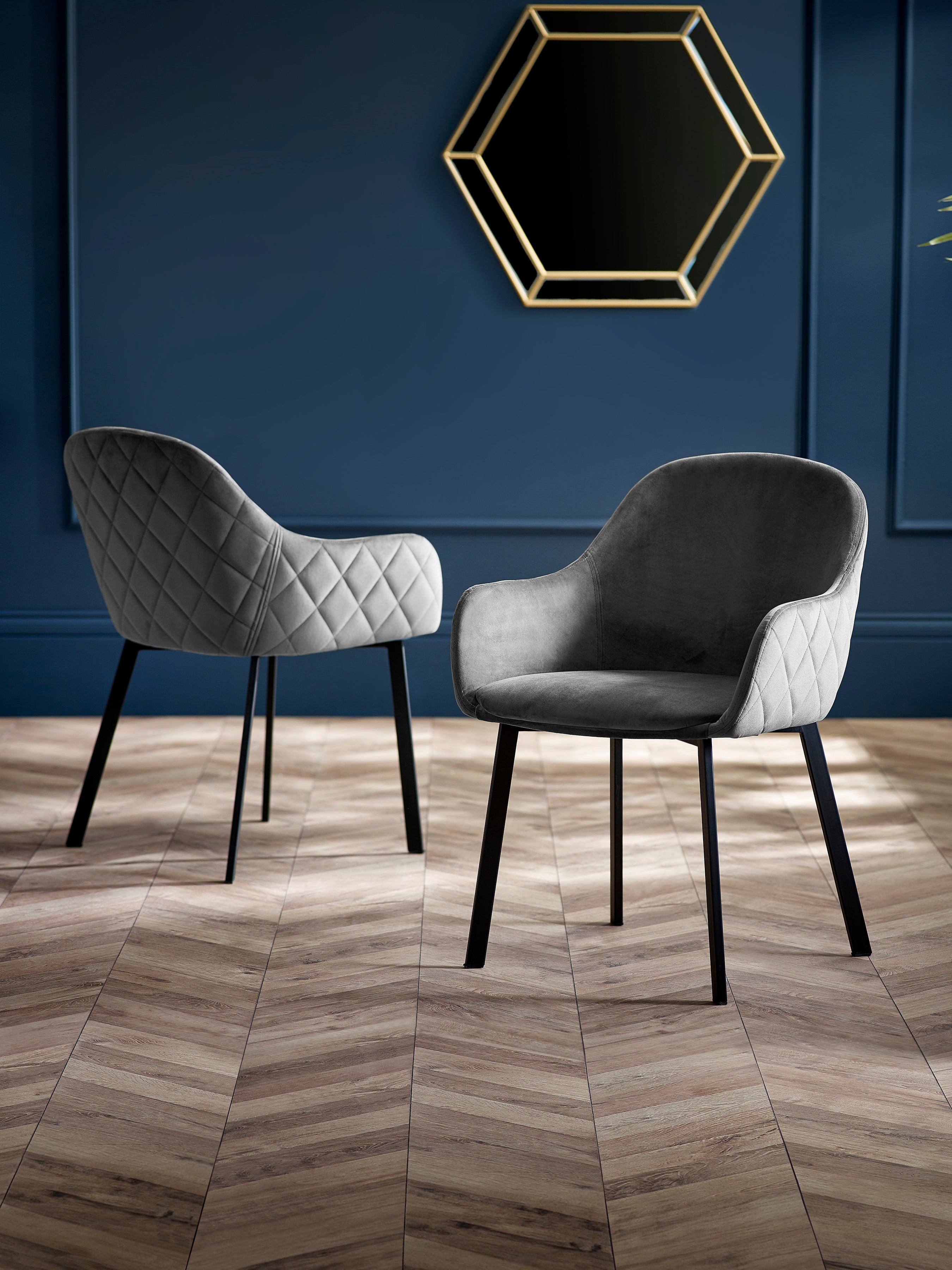 Lima Grey Velvet Dining Chairs (Set of 2)