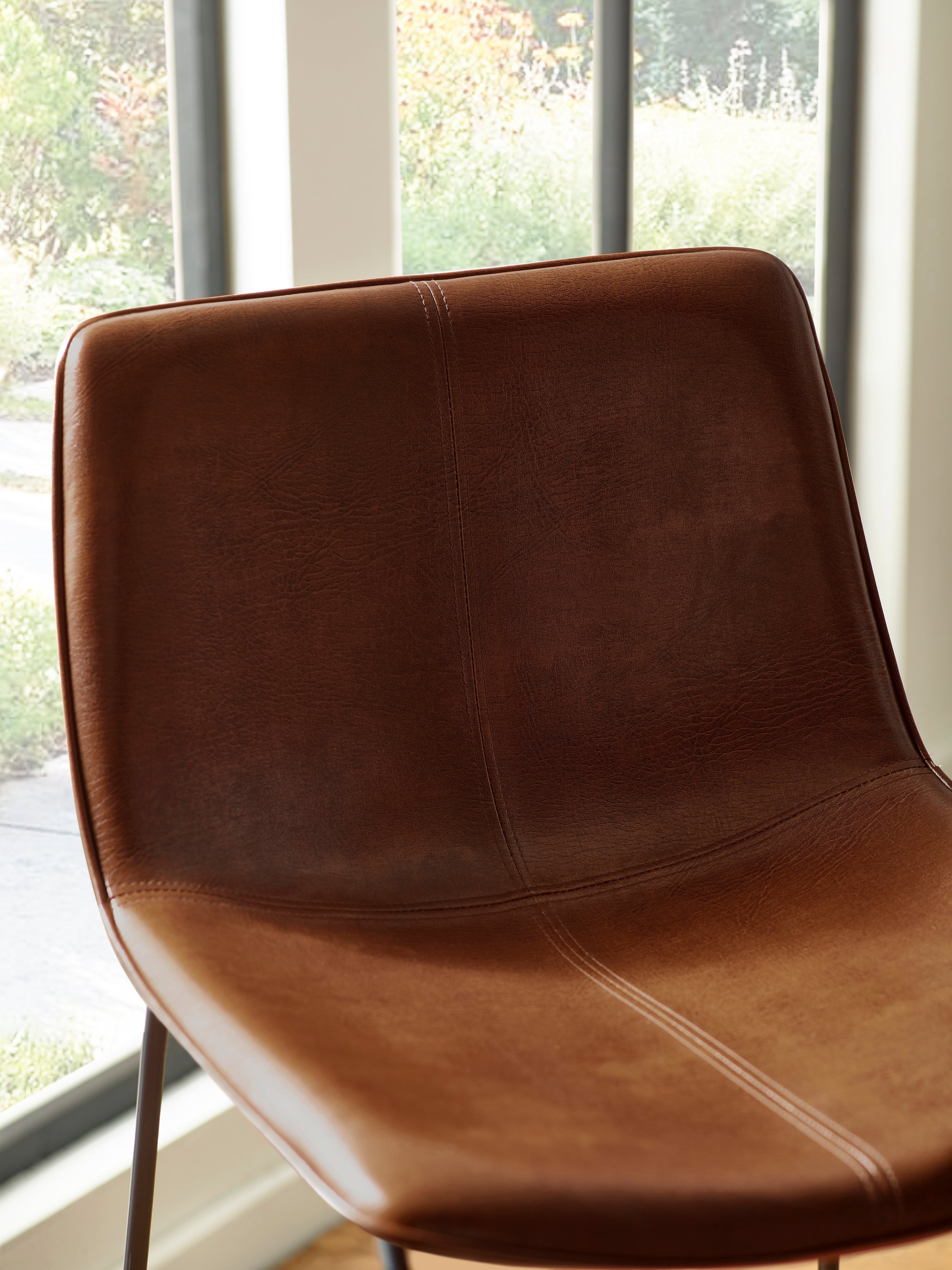 Joren Tan Brown PU Leather Bar Stools (Set of 2)