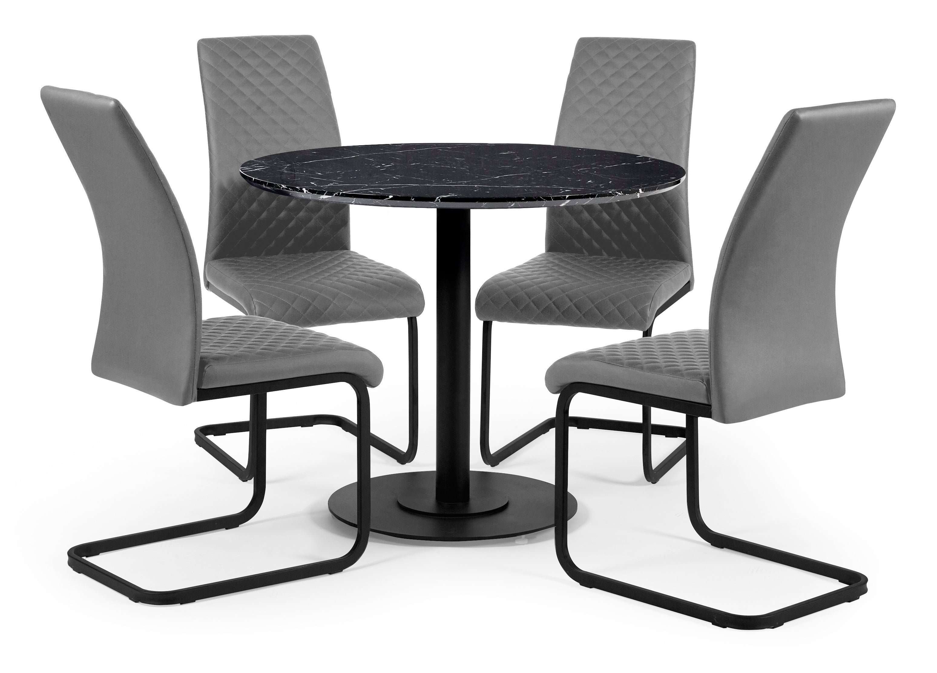 Xavier Grey Upholstered Cantilever Dining Chairs (Set of 4)