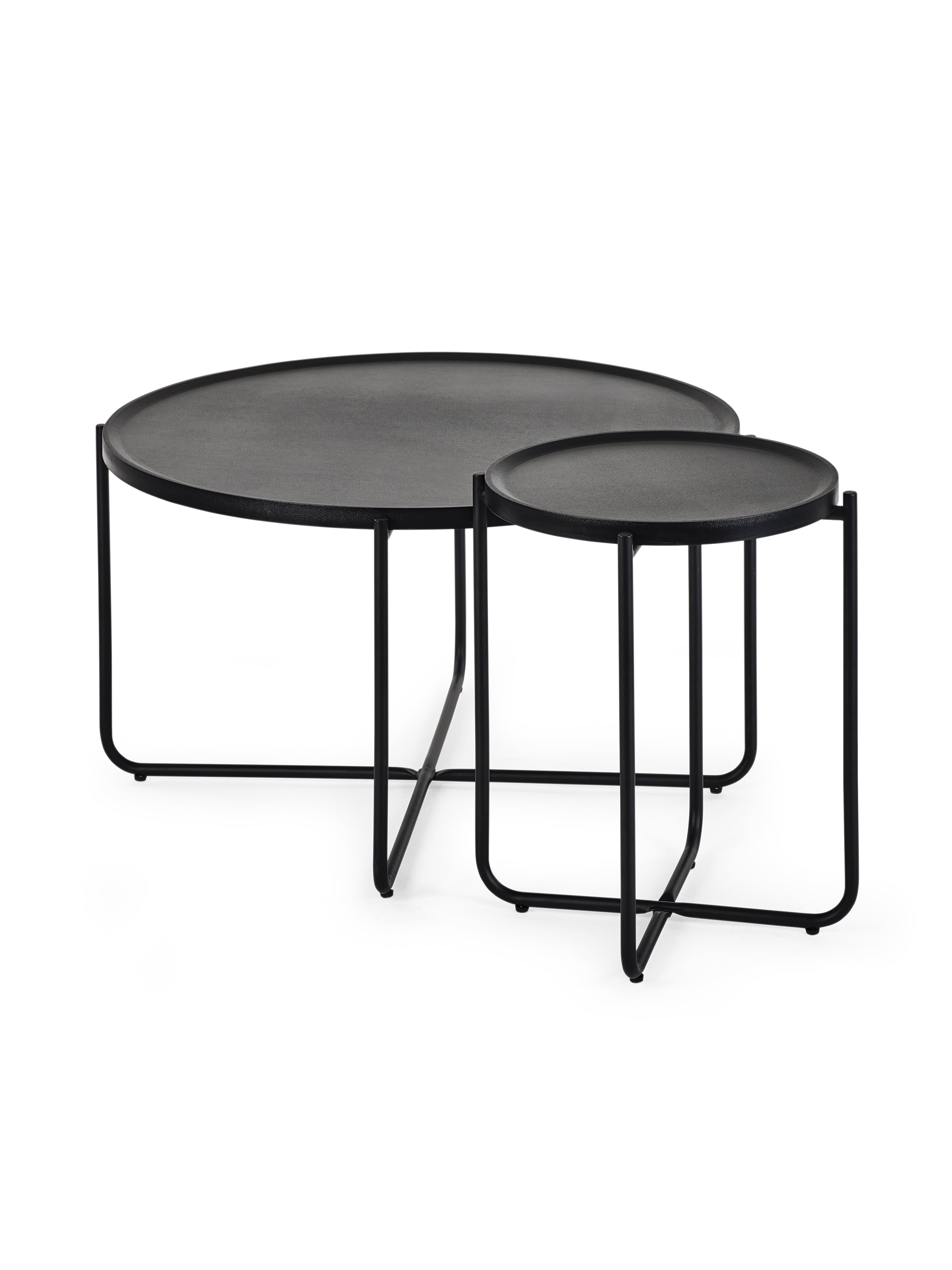 Sagrada Round Black Coffee and Lamp Table Set