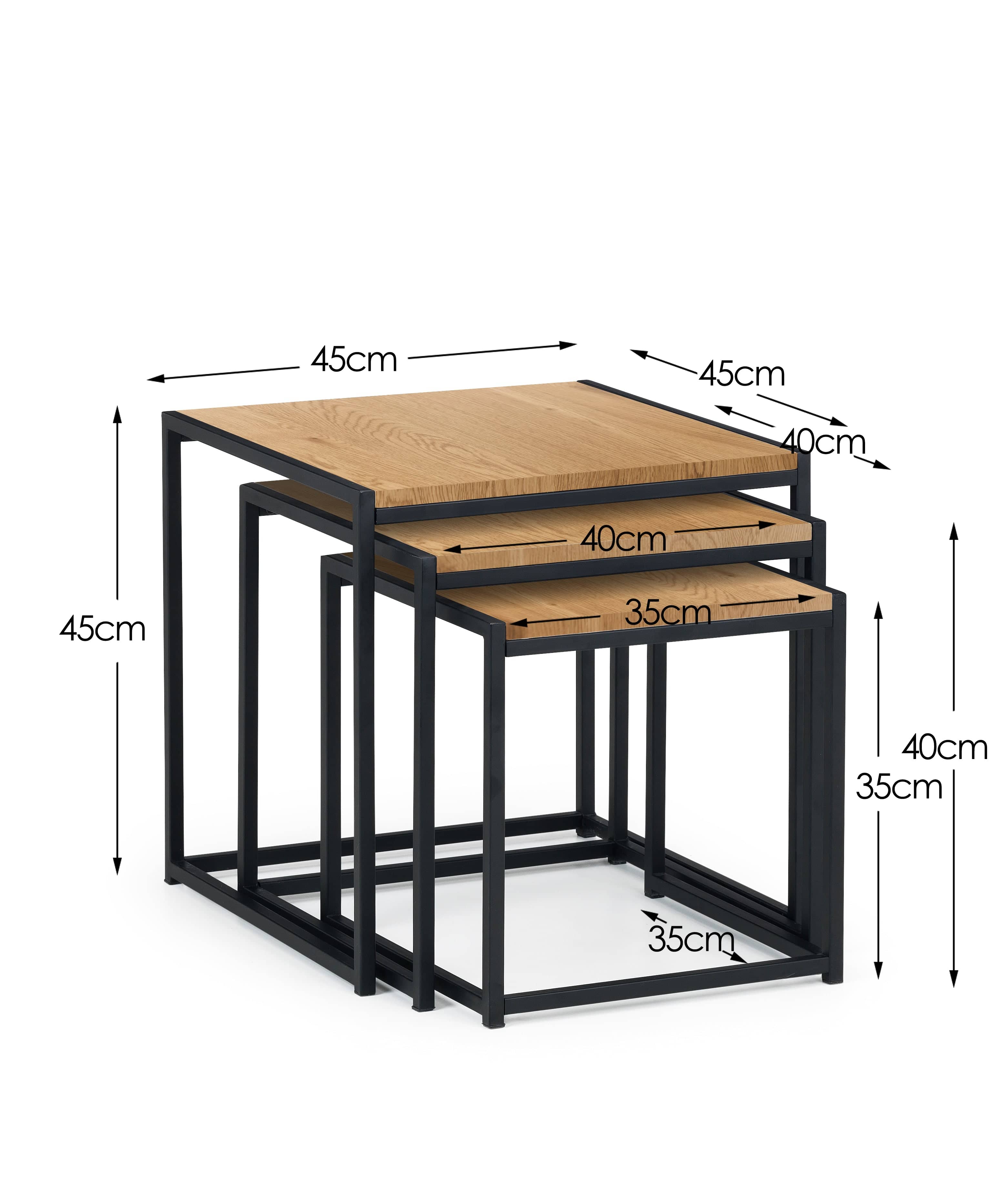 Julian Bowen Nest Of Tables Tribeca Nest Of 3 Tables - Oak Bed Kings