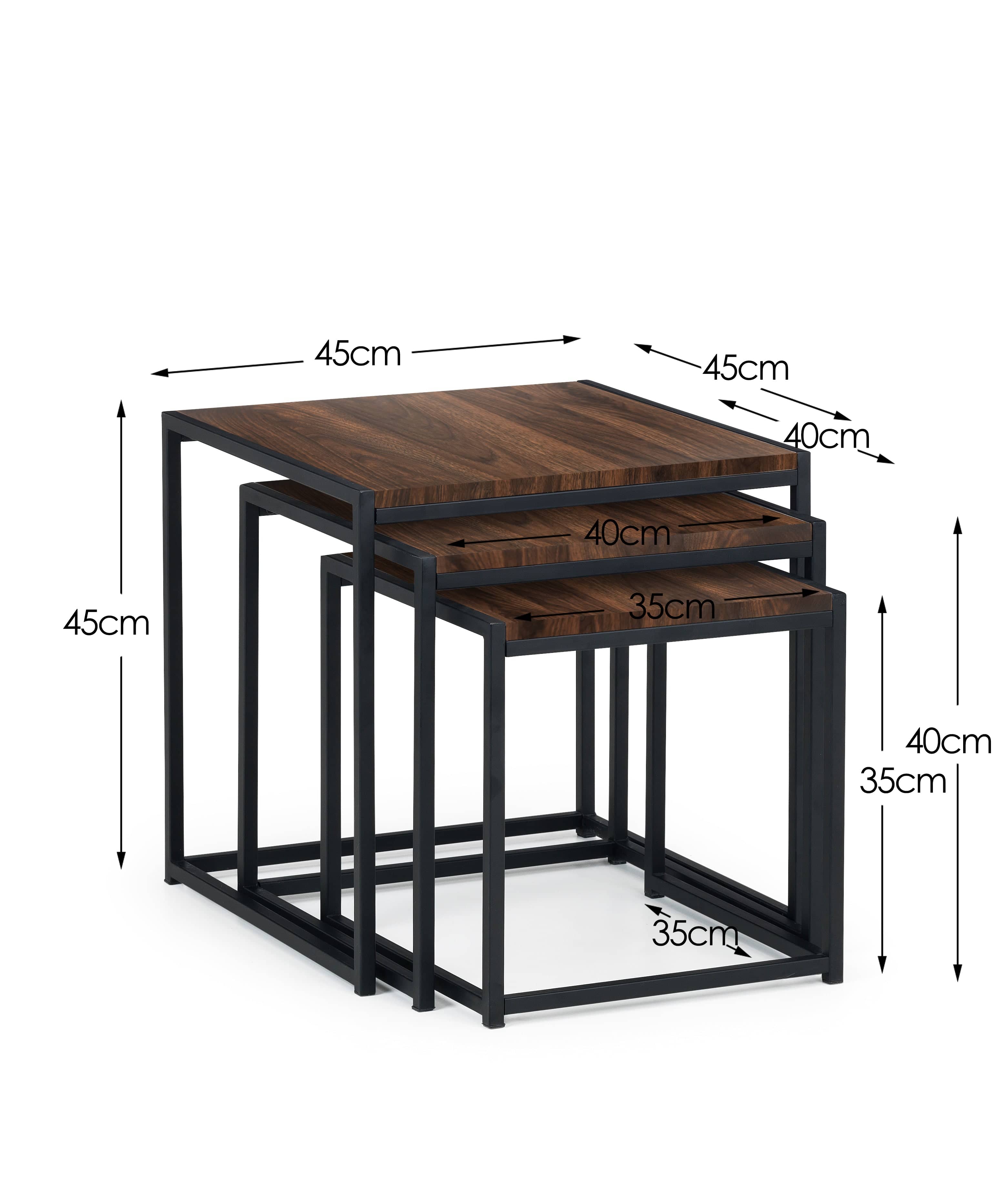 Julian Bowen Nest Of Tables Tribeca Nest Of 3 Tables - Walnut Bed Kings