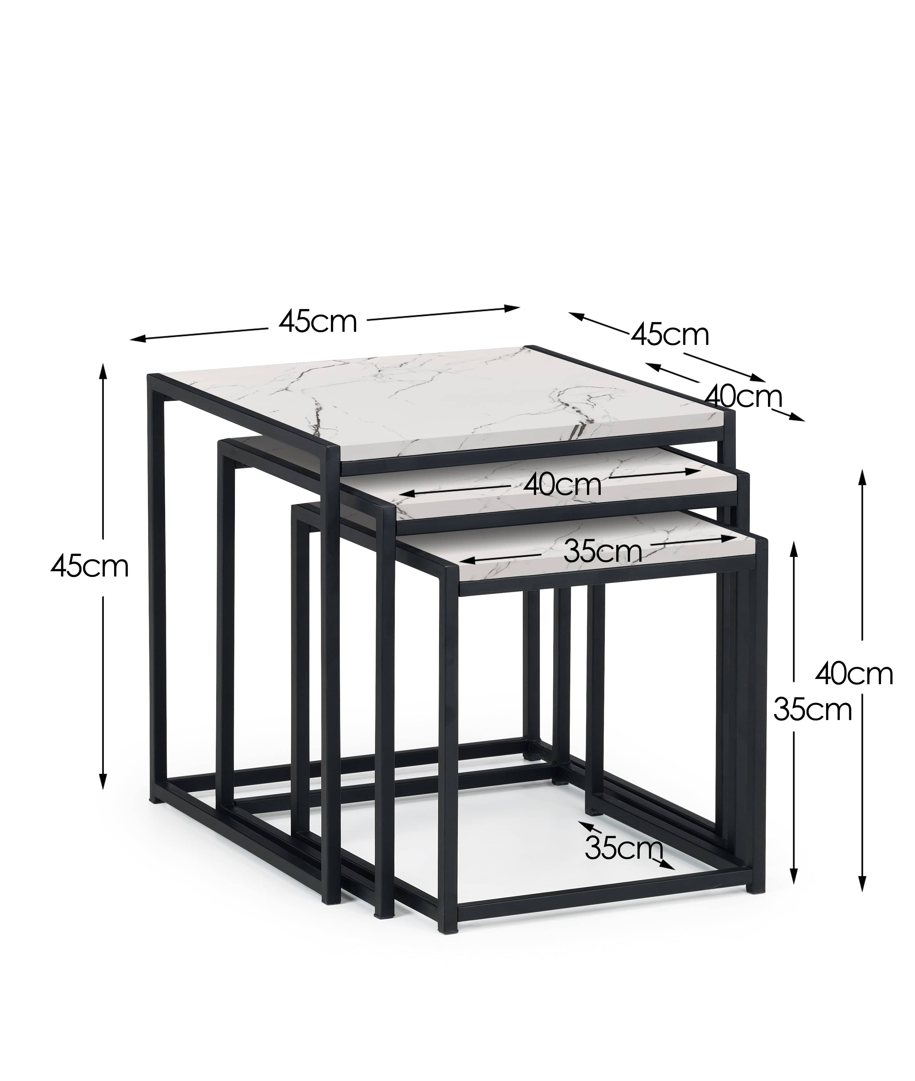 Julian Bowen Nest Of Tables Tribeca Nest Of 3 Tables - White Marble Bed Kings