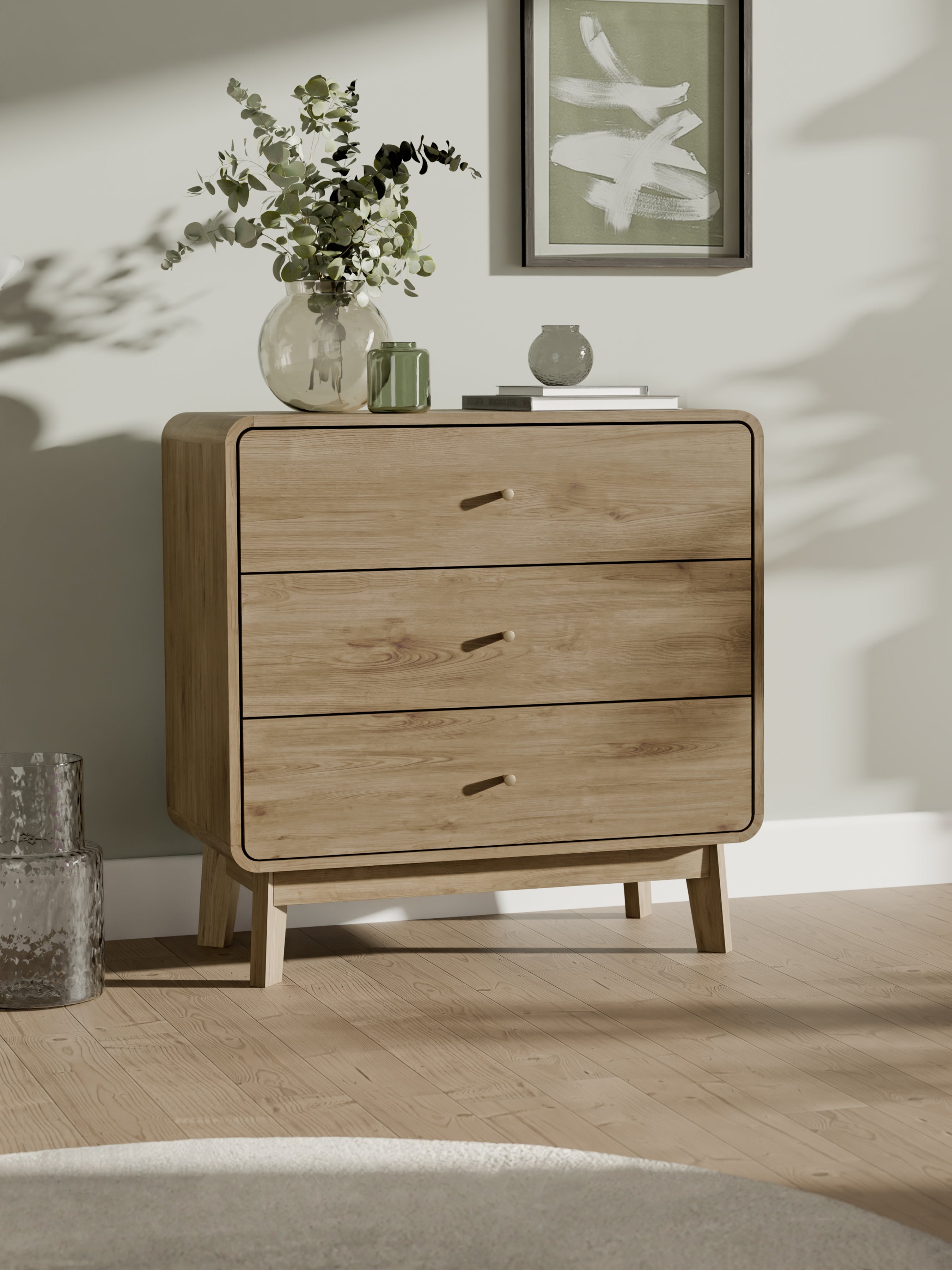 Ingrid 3 Drawer Chest Oak