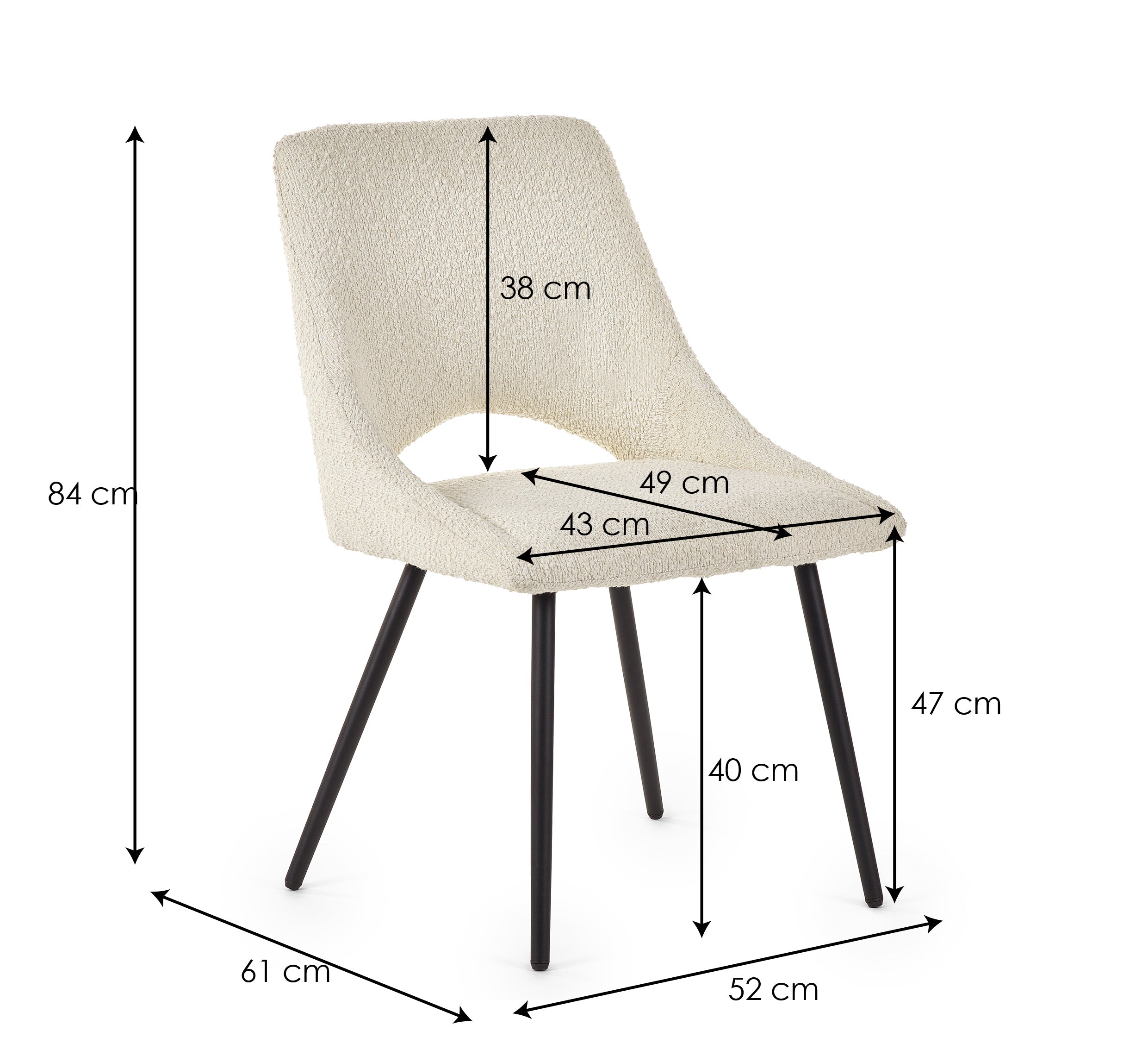 Iris Boucle Dining Chairs - Ivory (Set of 2)