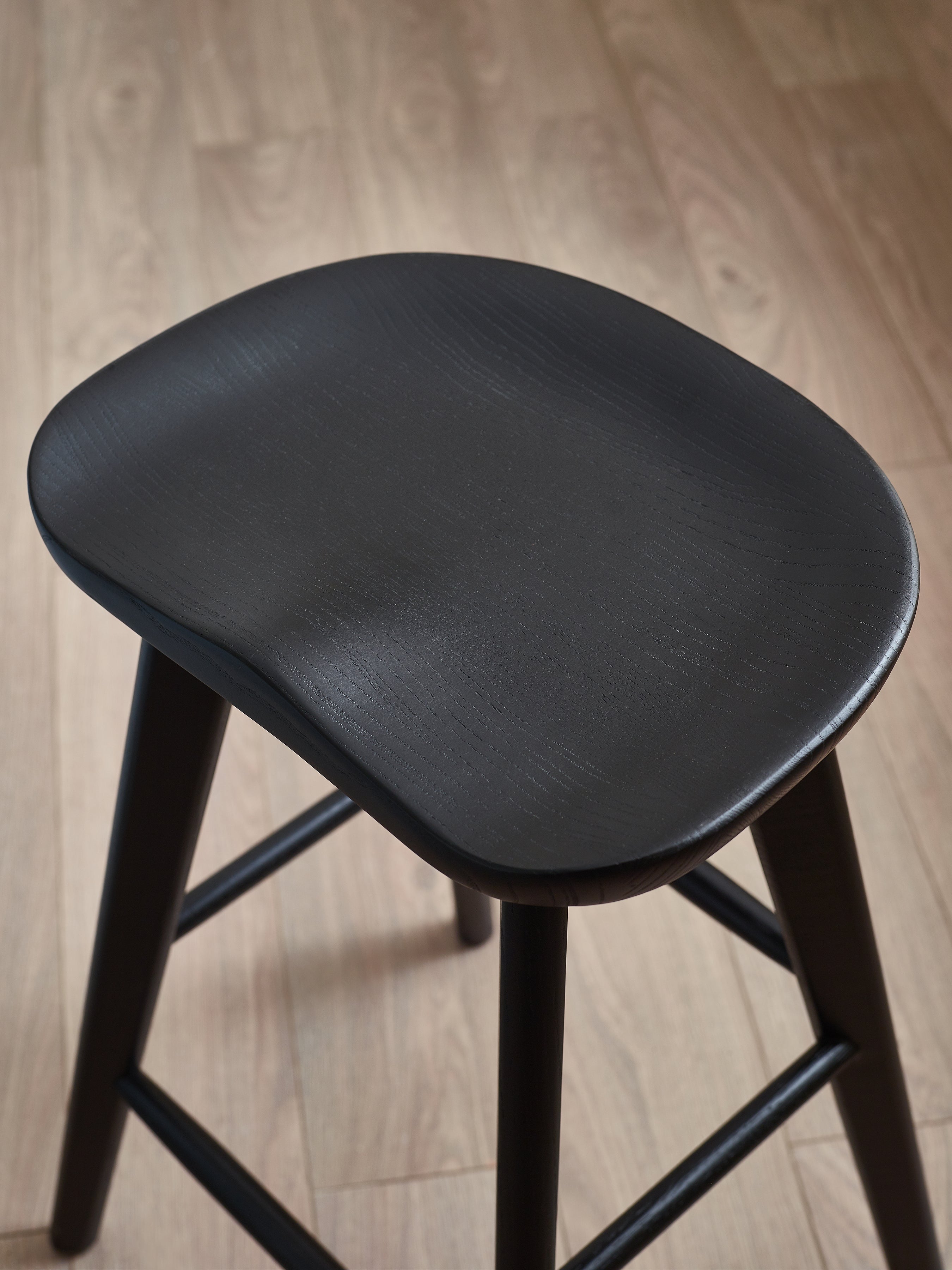 Mulu Black Solid Oak Bar Stool