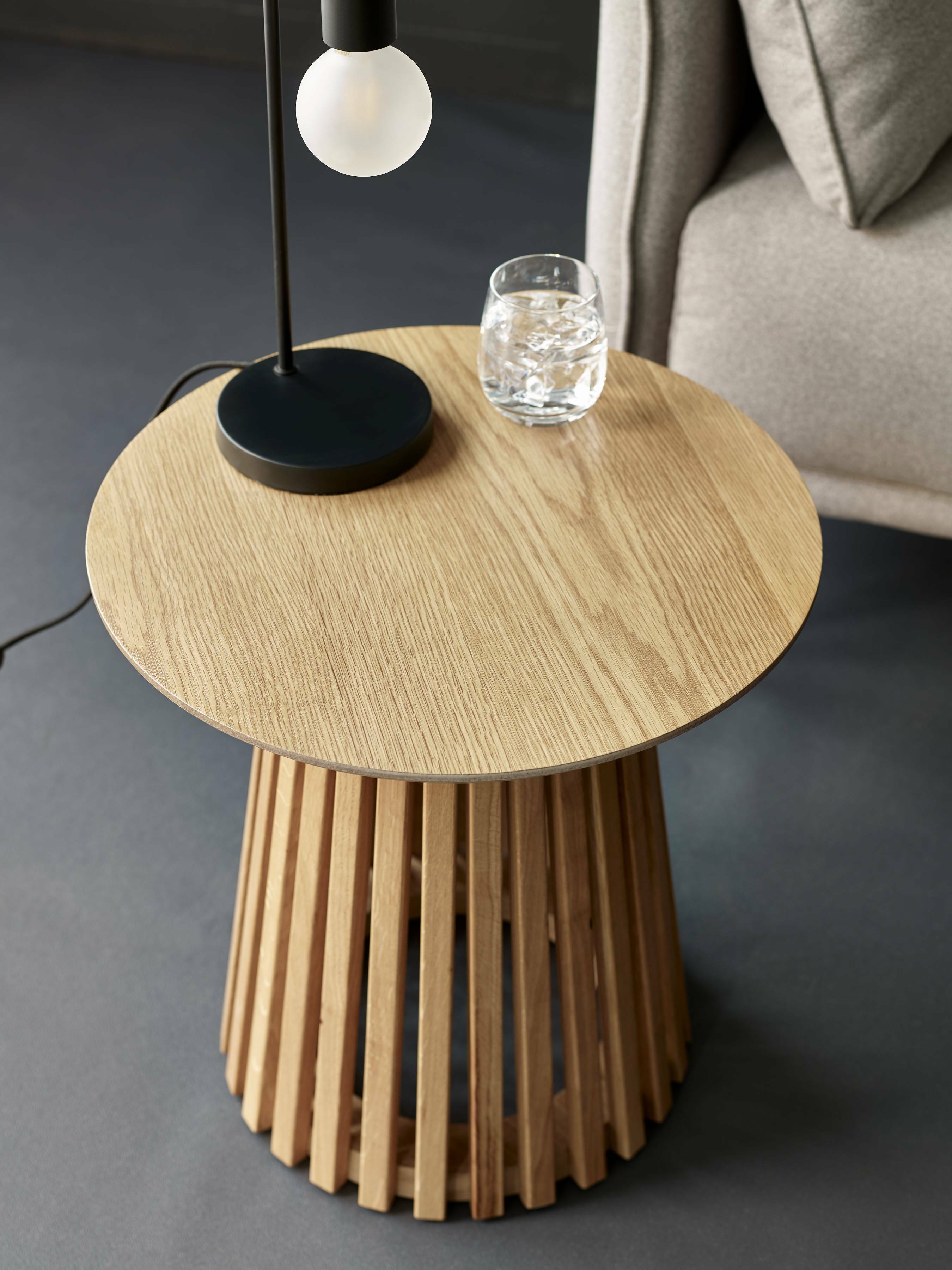 Ollie Natural Oak 45cm Round Lamp Table