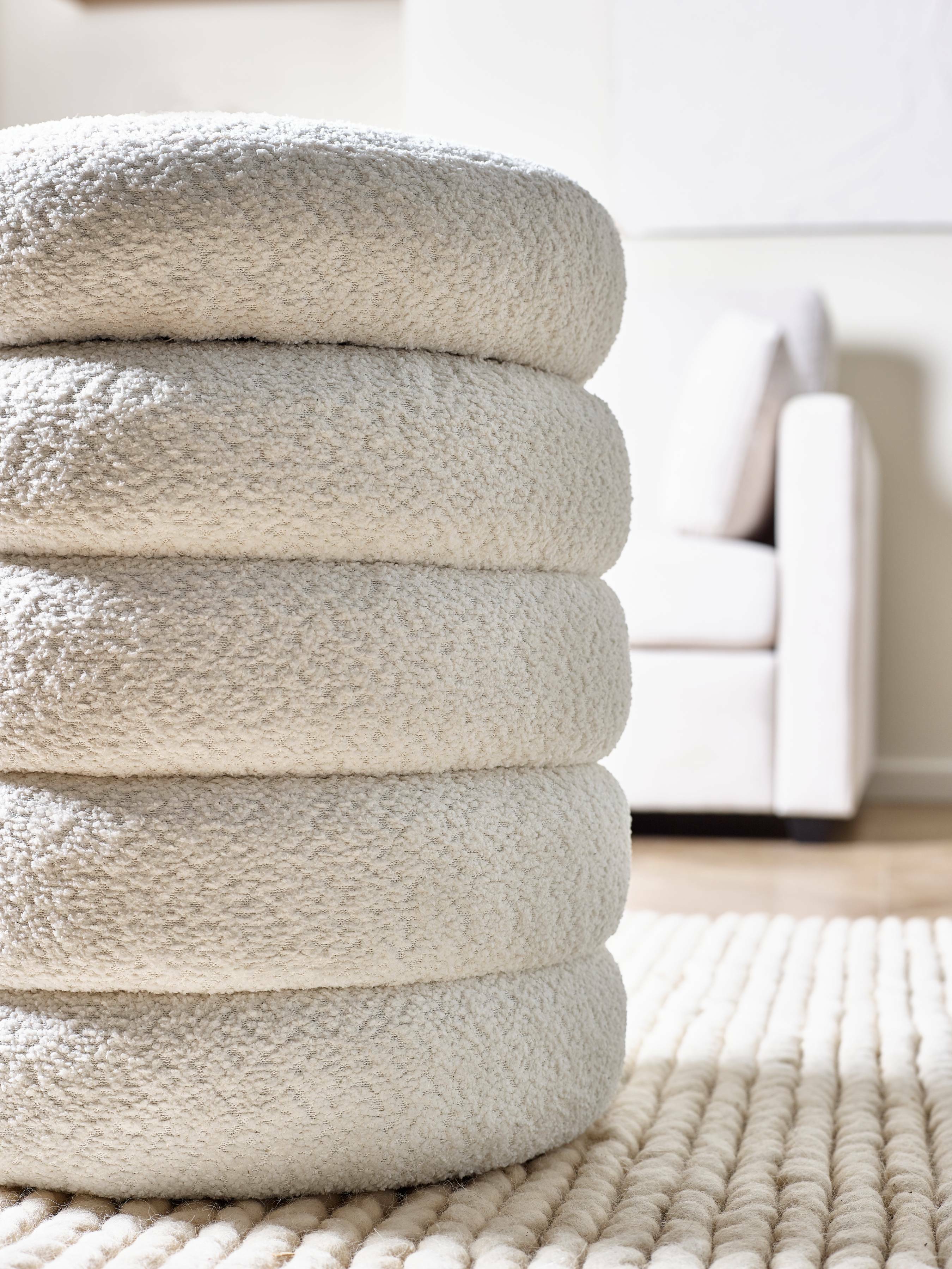 Hailey Ivory Boucle Upholstered 40cm Storage Stool