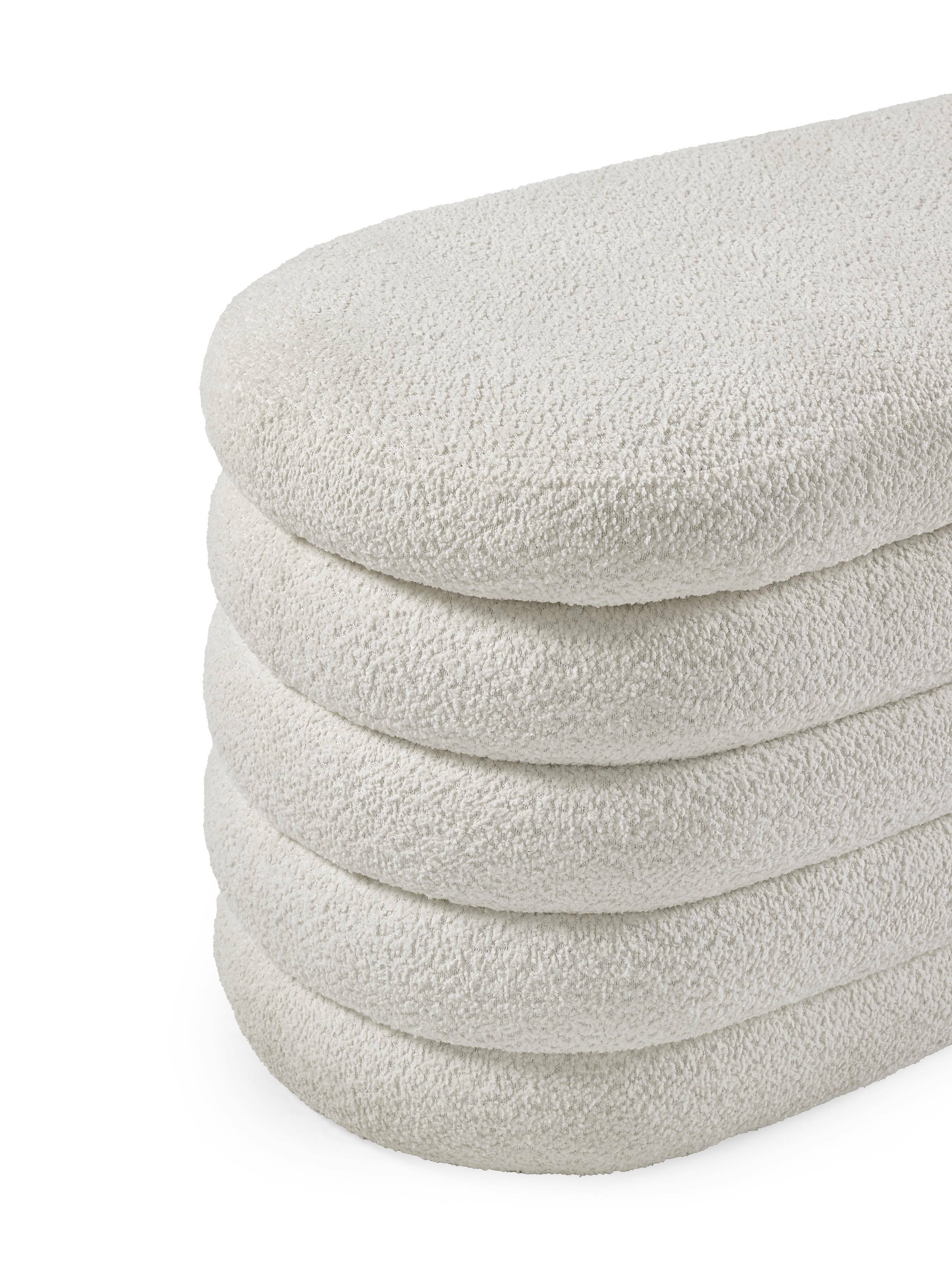 Hailey Ivory Boucle Upholstered Ottoman Storage Bench