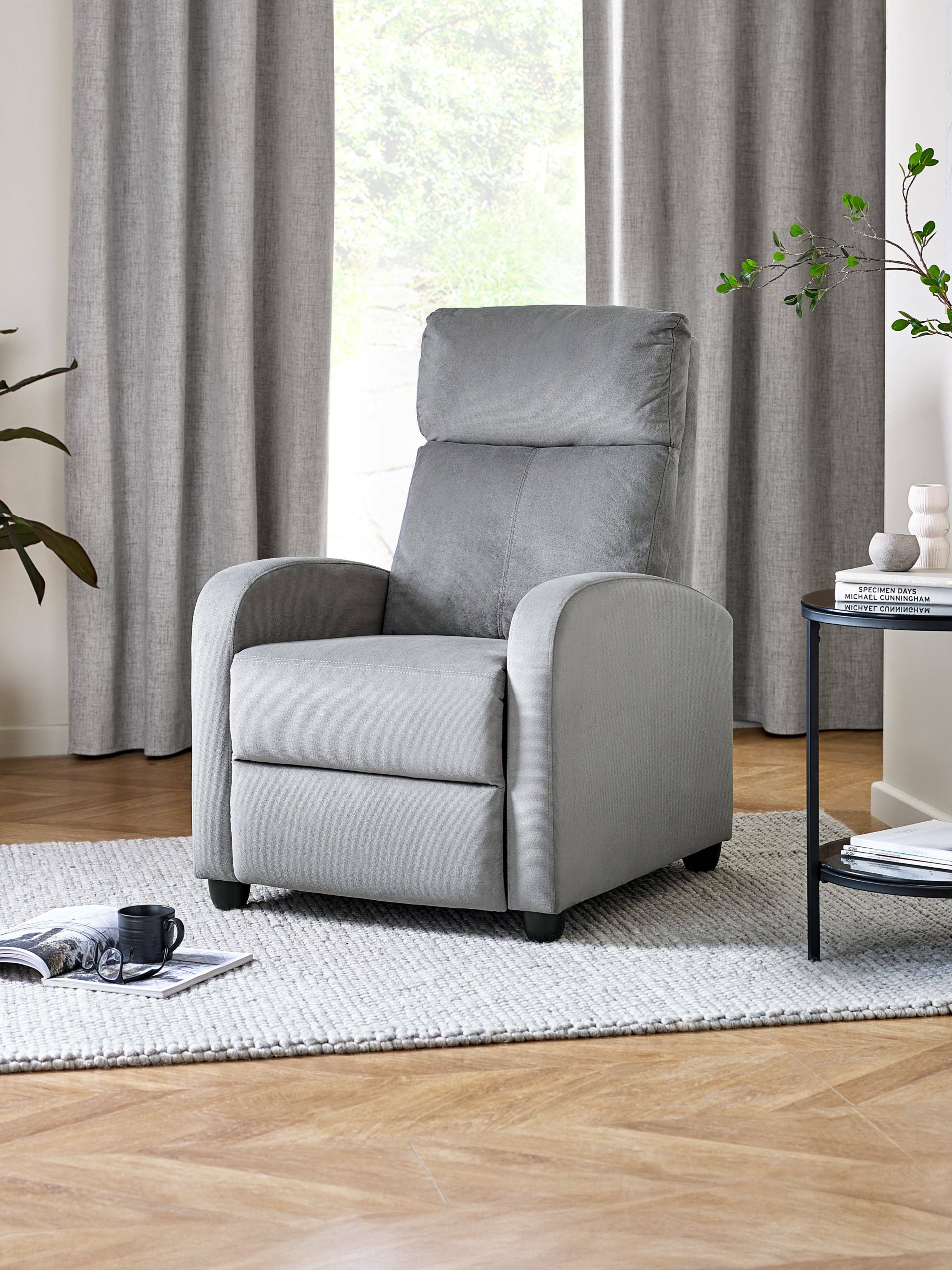 Vivo Grey Chenille Reclining Arm Chair