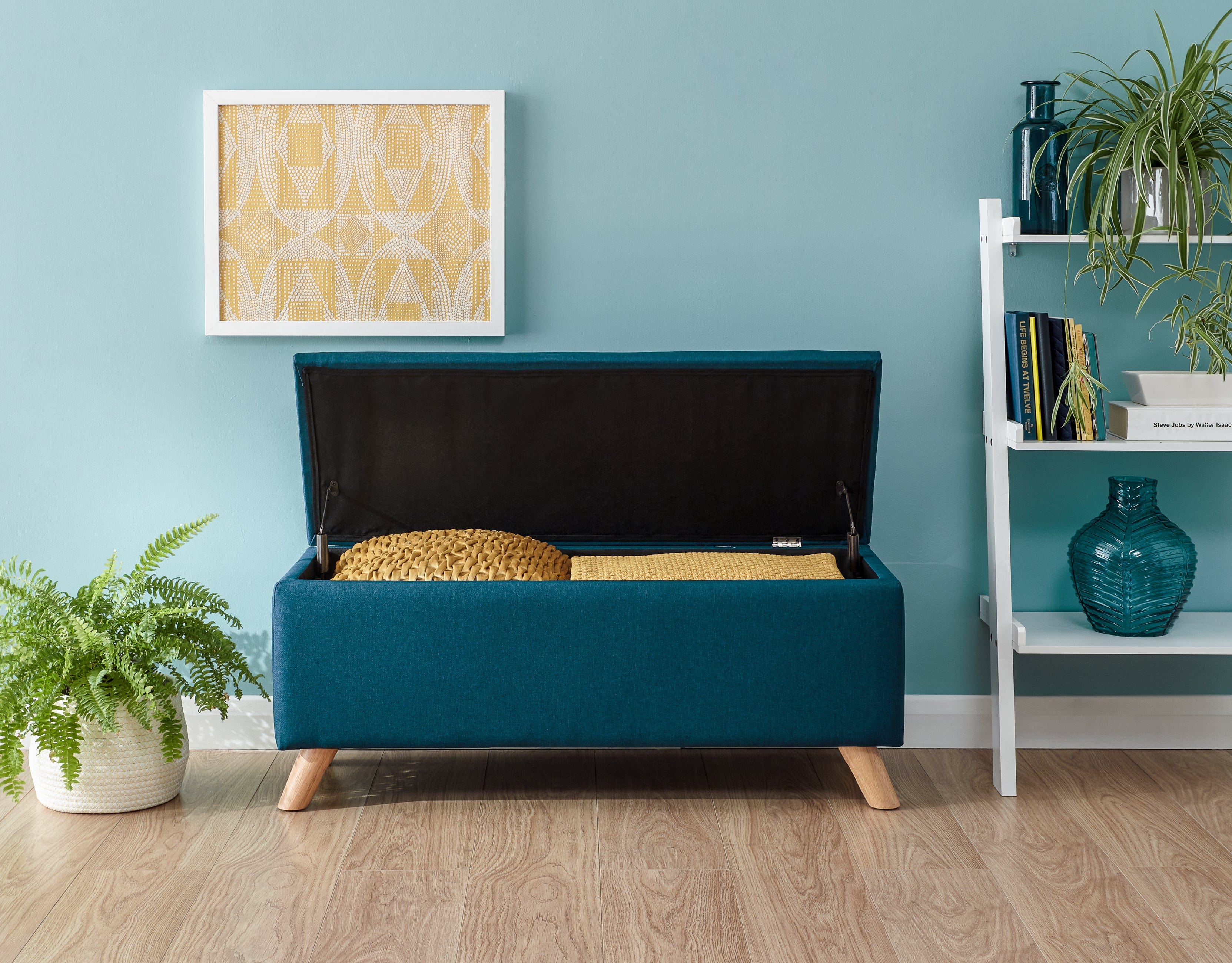 GFW Storage Ottoman Secreto Ottoman Teal Bed Kings