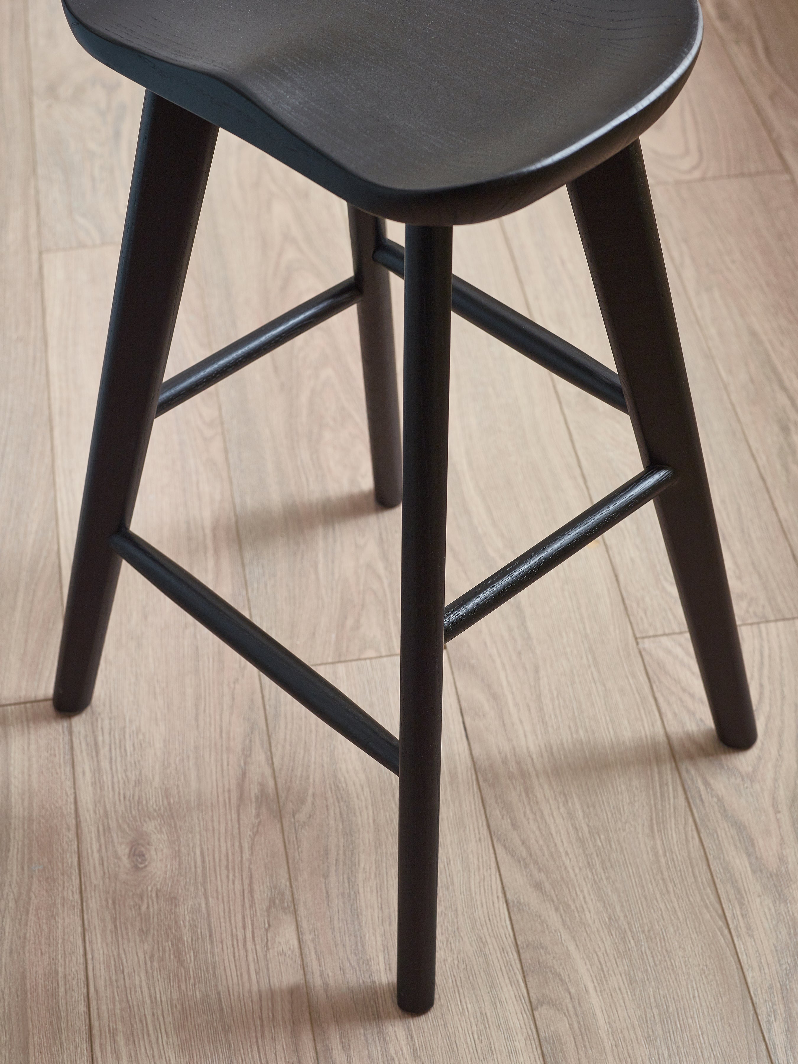 Mulu Black Solid Oak Bar Stool