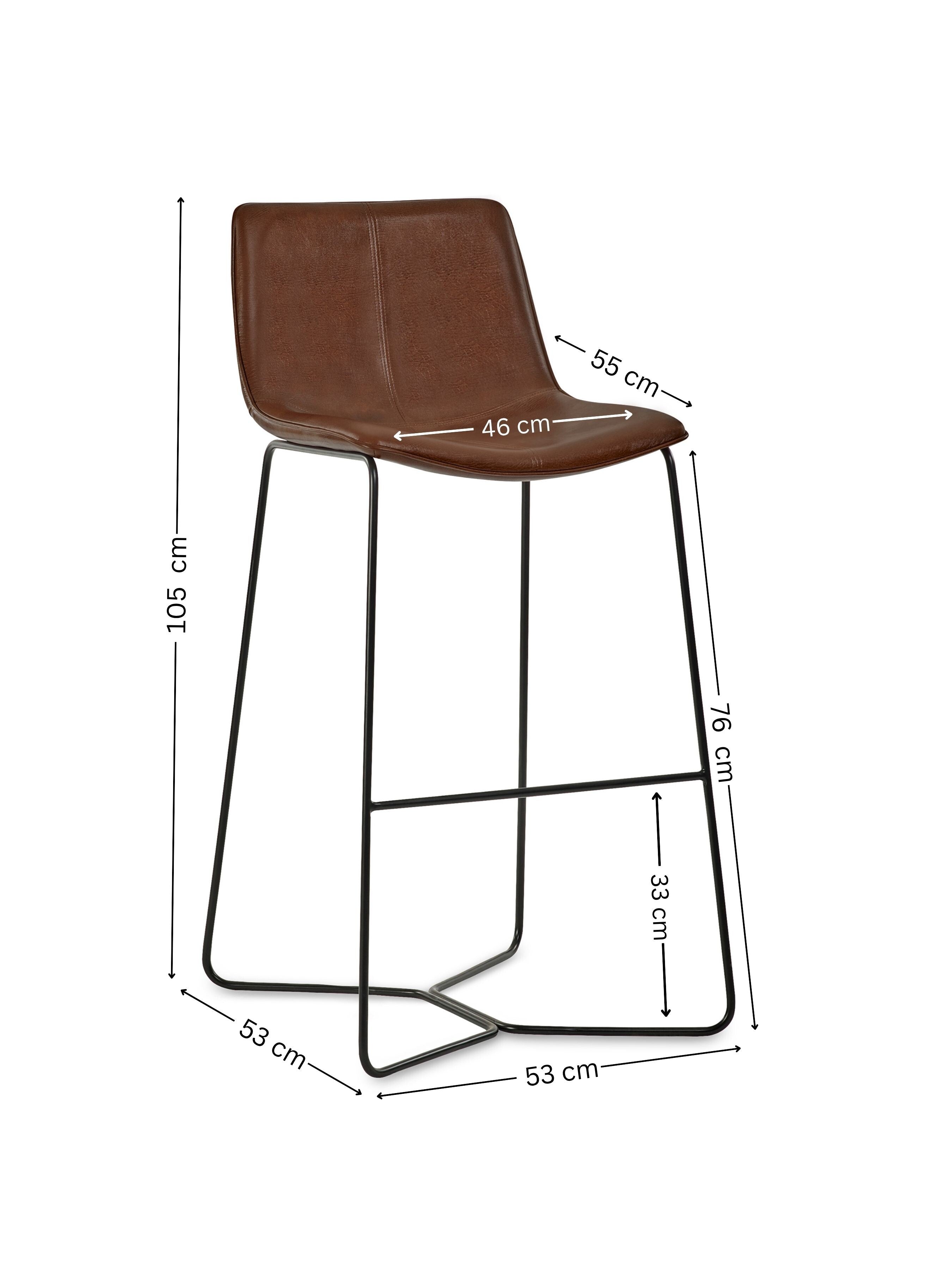 Joren Tan Brown PU Leather Bar Stools (Set of 2)