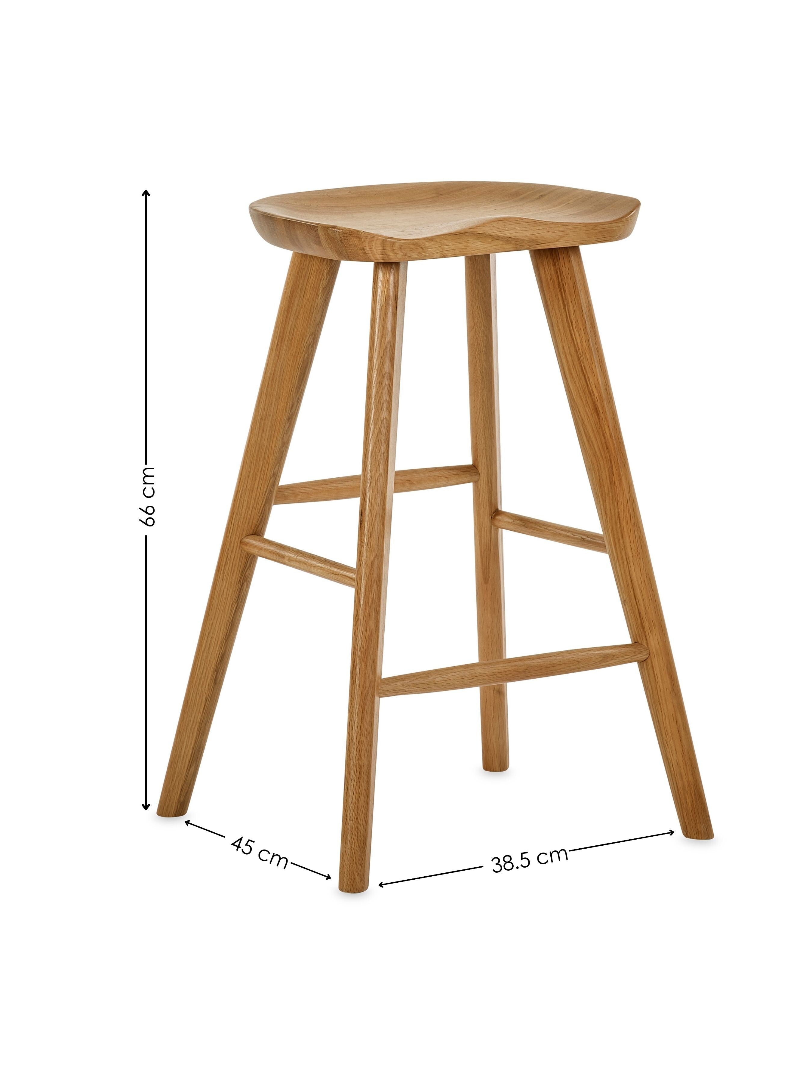 Mulu Natural Solid Oak Bar Stool