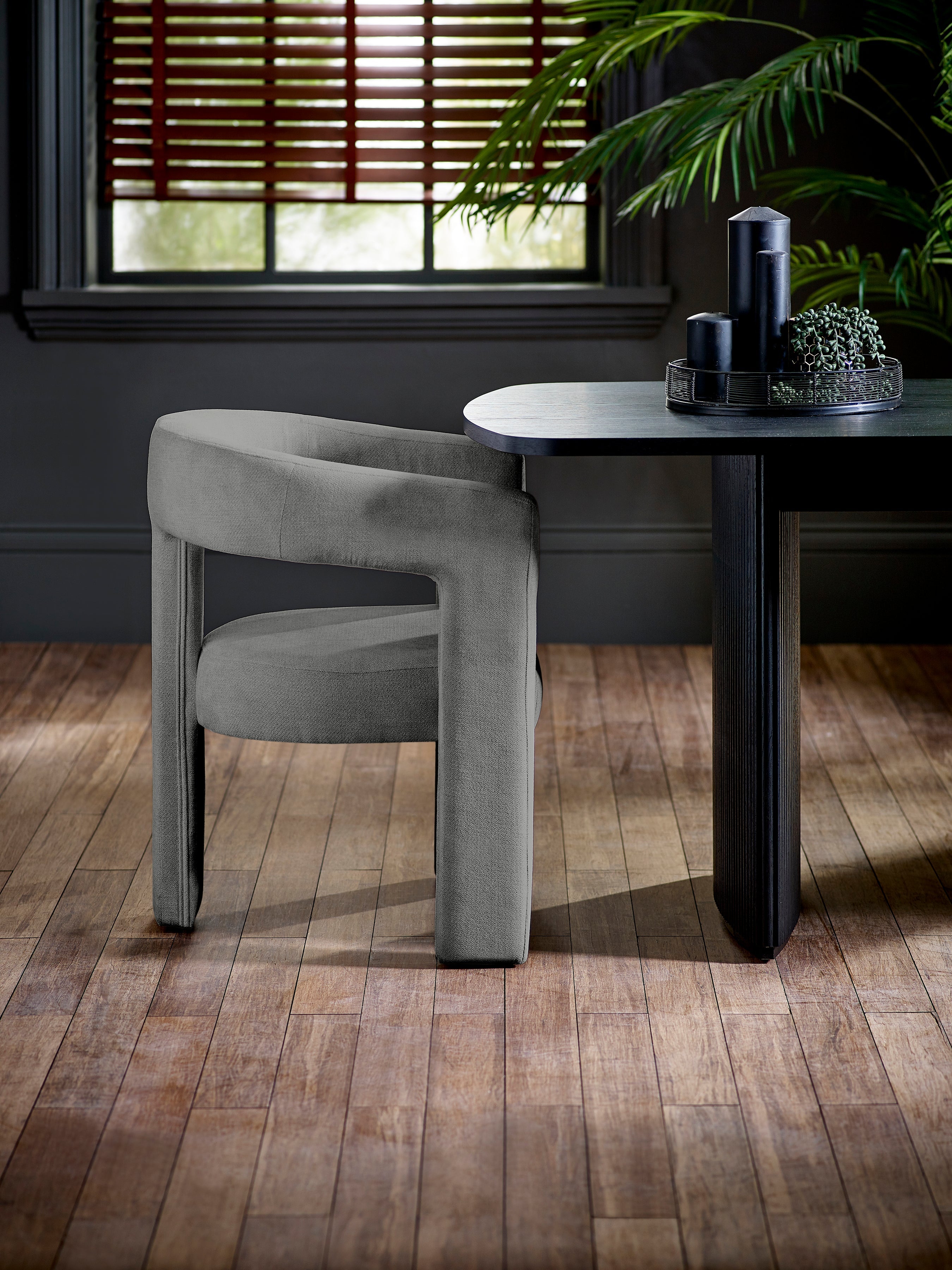 Elara Grey Chenille Upholstered Chair