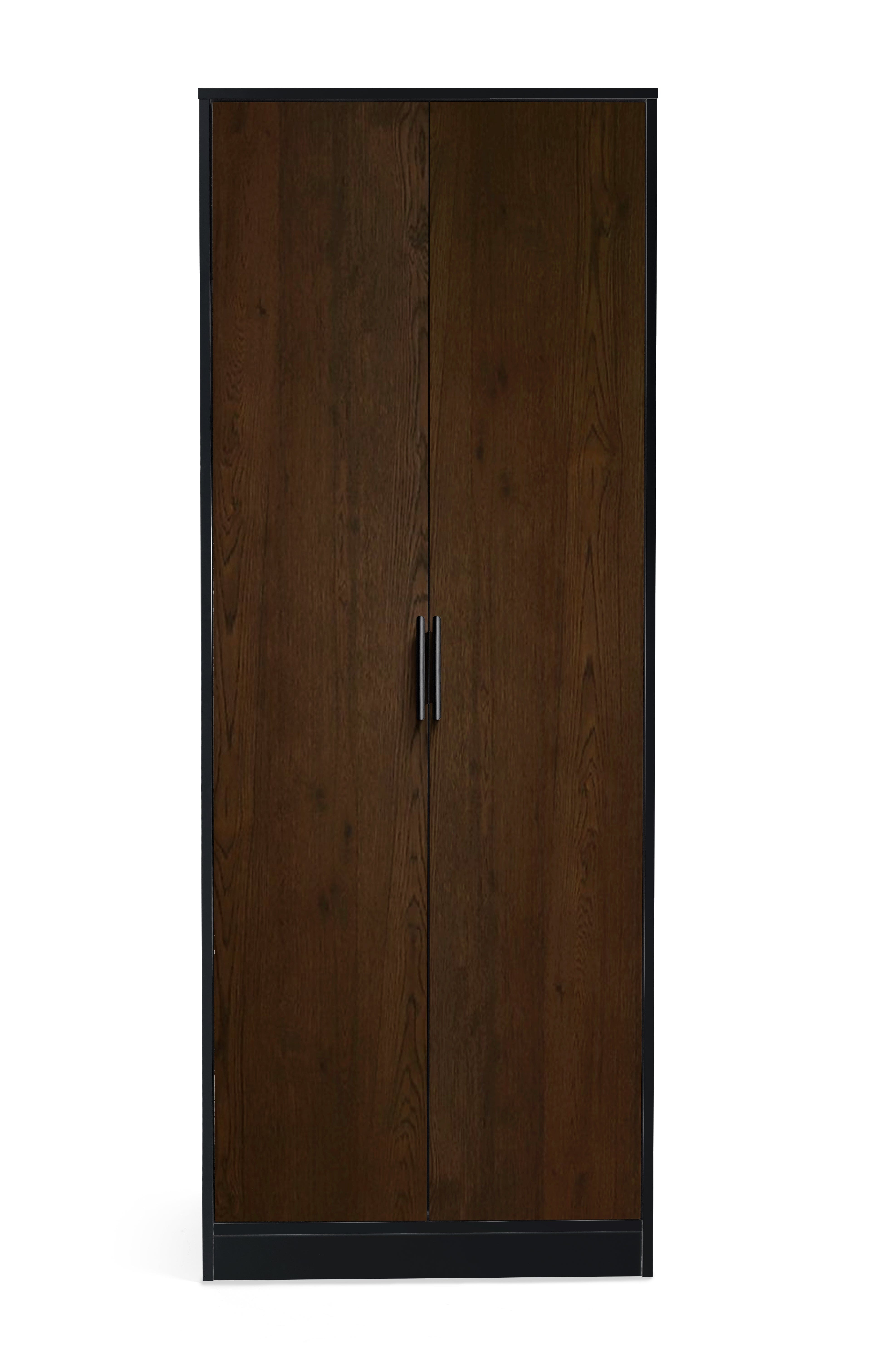 Julian Bowen Wardrobe Alba 2 Door Wardrobe - Walnut/Black Bed Kings