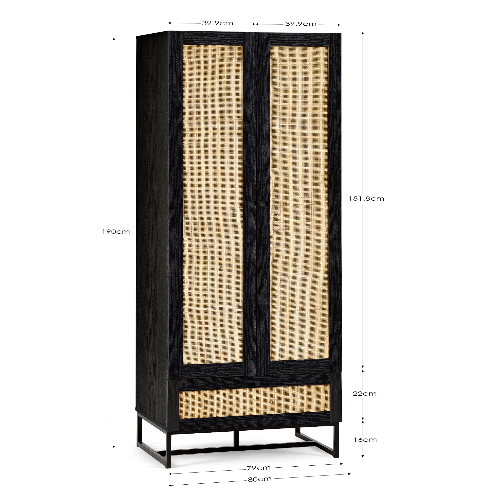 Julian Bowen Wardrobe Padstow Wardrobe - Black Bed Kings