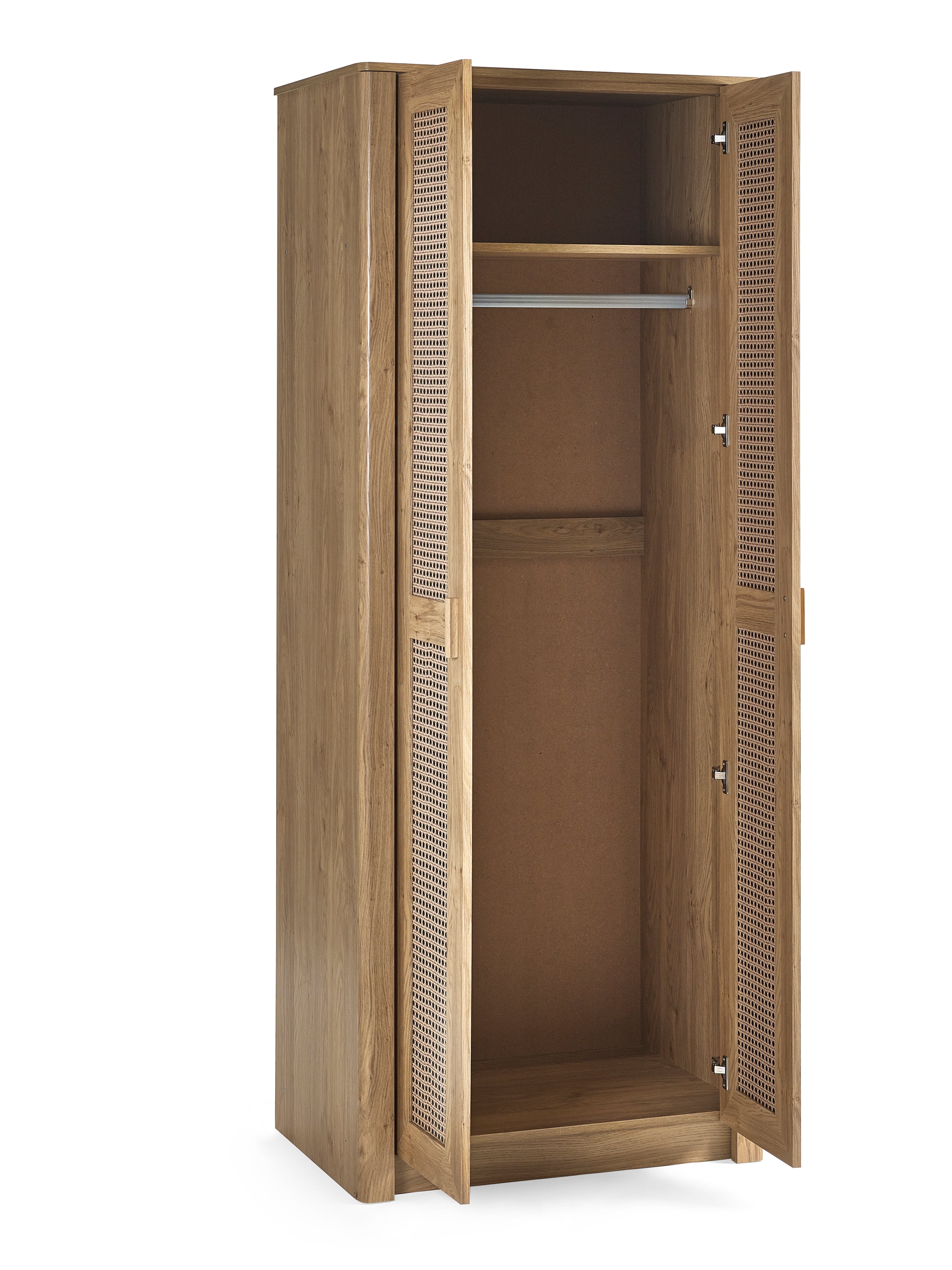 Julian Bowen Wardrobe Sydney 2 Door Wardrobe - Rattan Effect Bed Kings