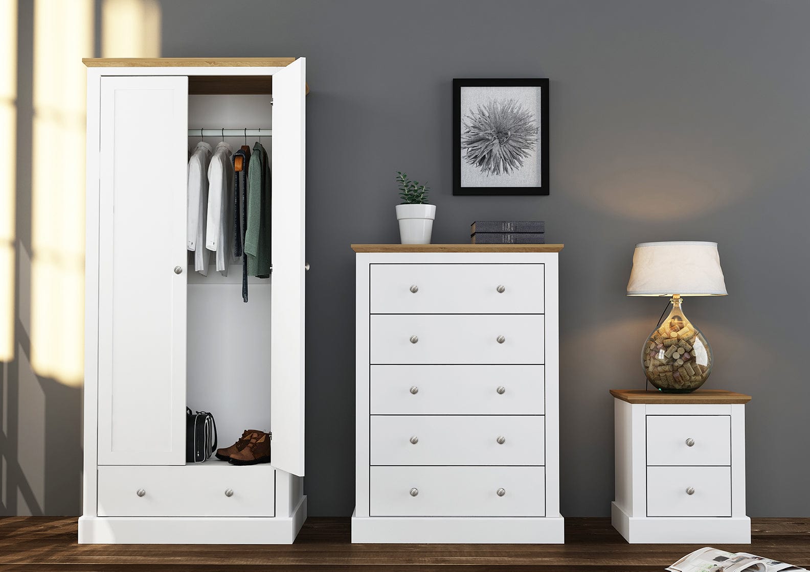 LPD Wardrobe Devon 2 Door Wardrobe White Bed Kings