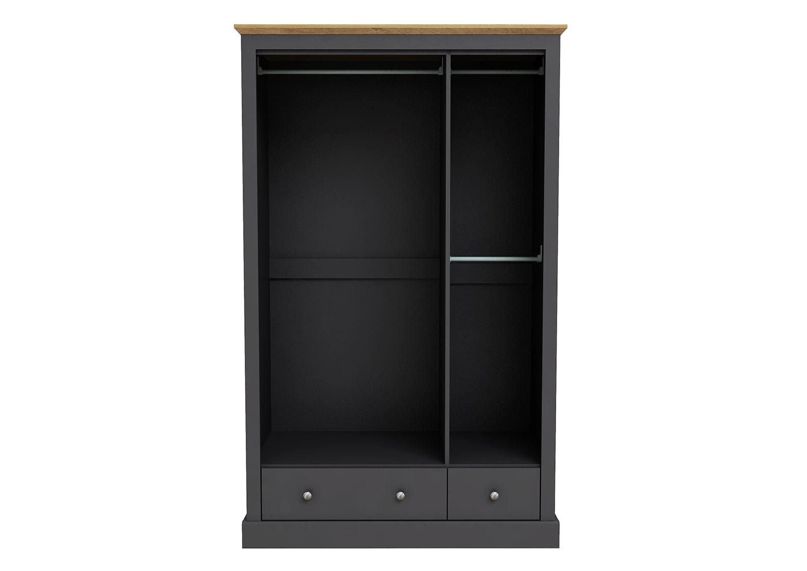 LPD Wardrobe Devon 3 Door 2 Drawer Wardrobe Charcoal Bed Kings