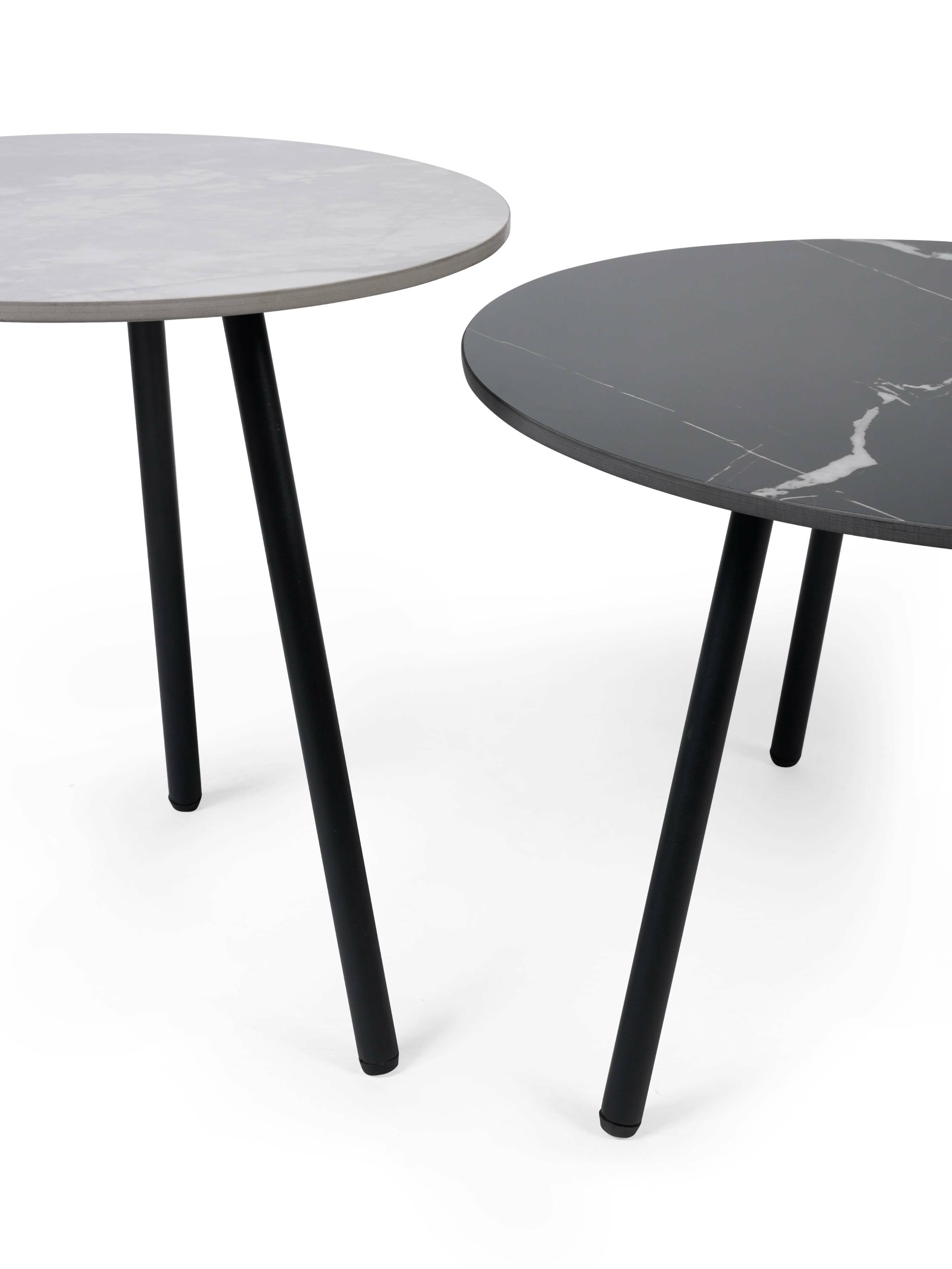 Casper Set of Side Tables Grey and Black