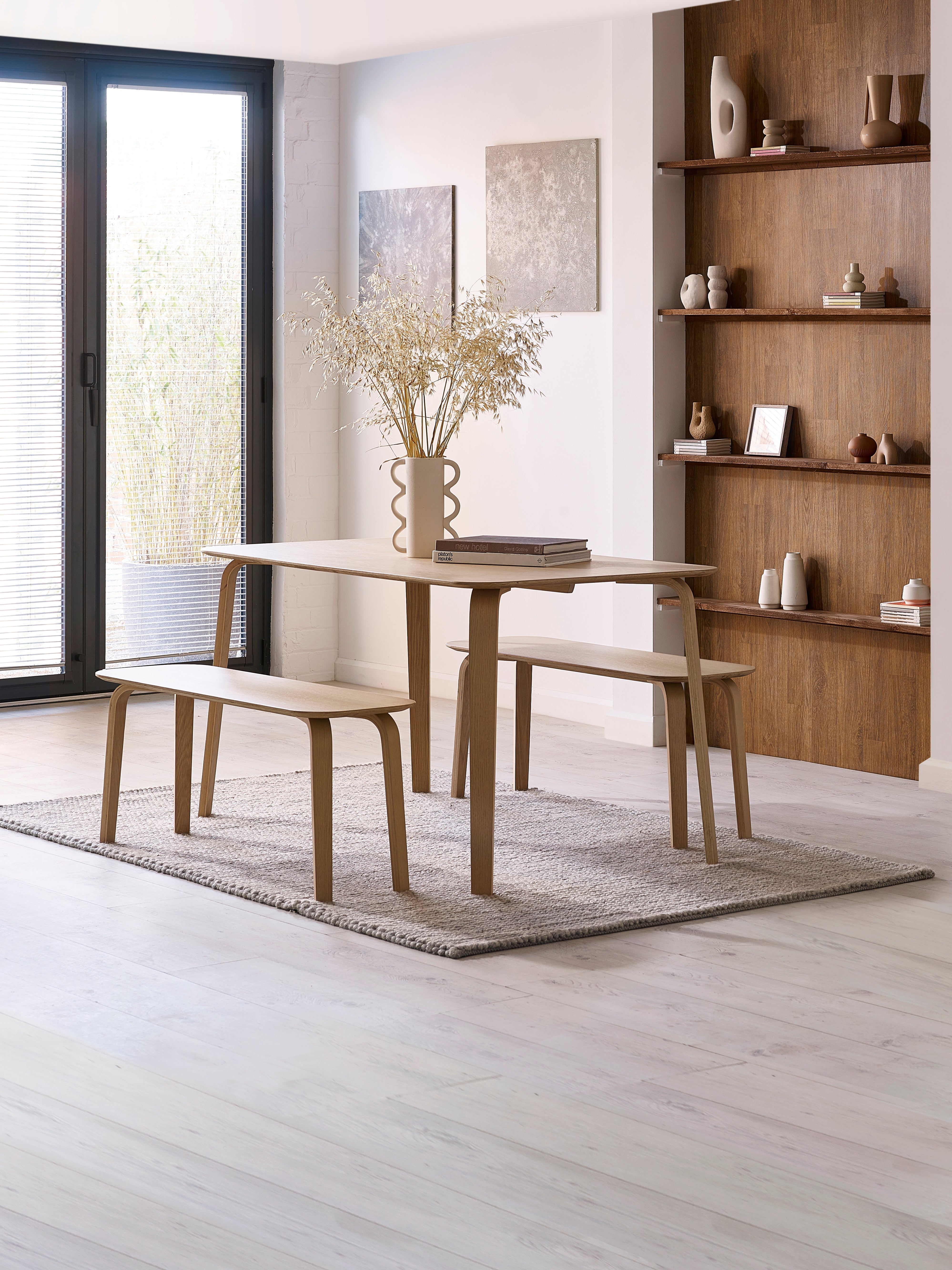 Kaito Oak Curved Leg Bench