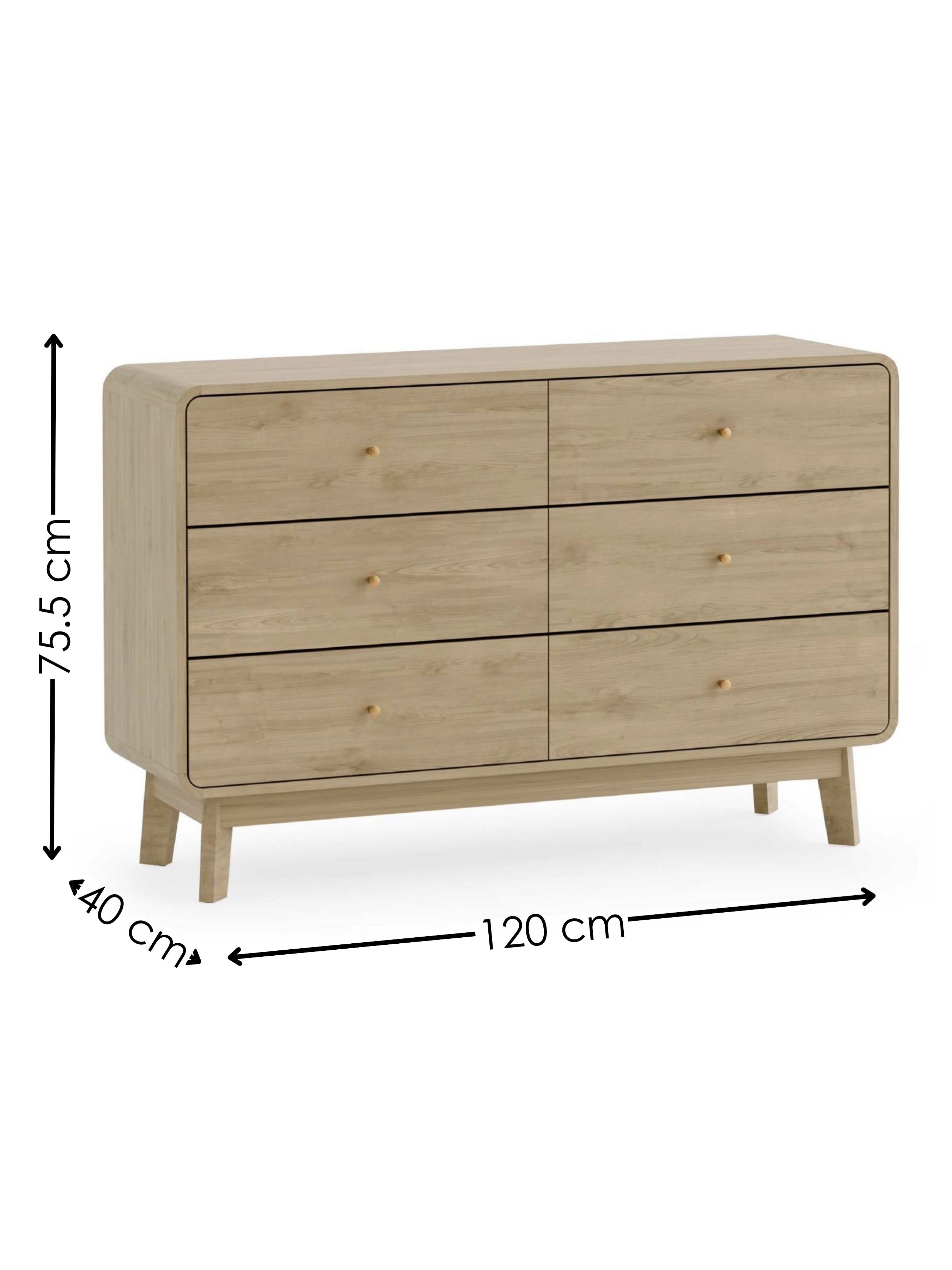 Ingrid 6 Drawer Dresser Oak