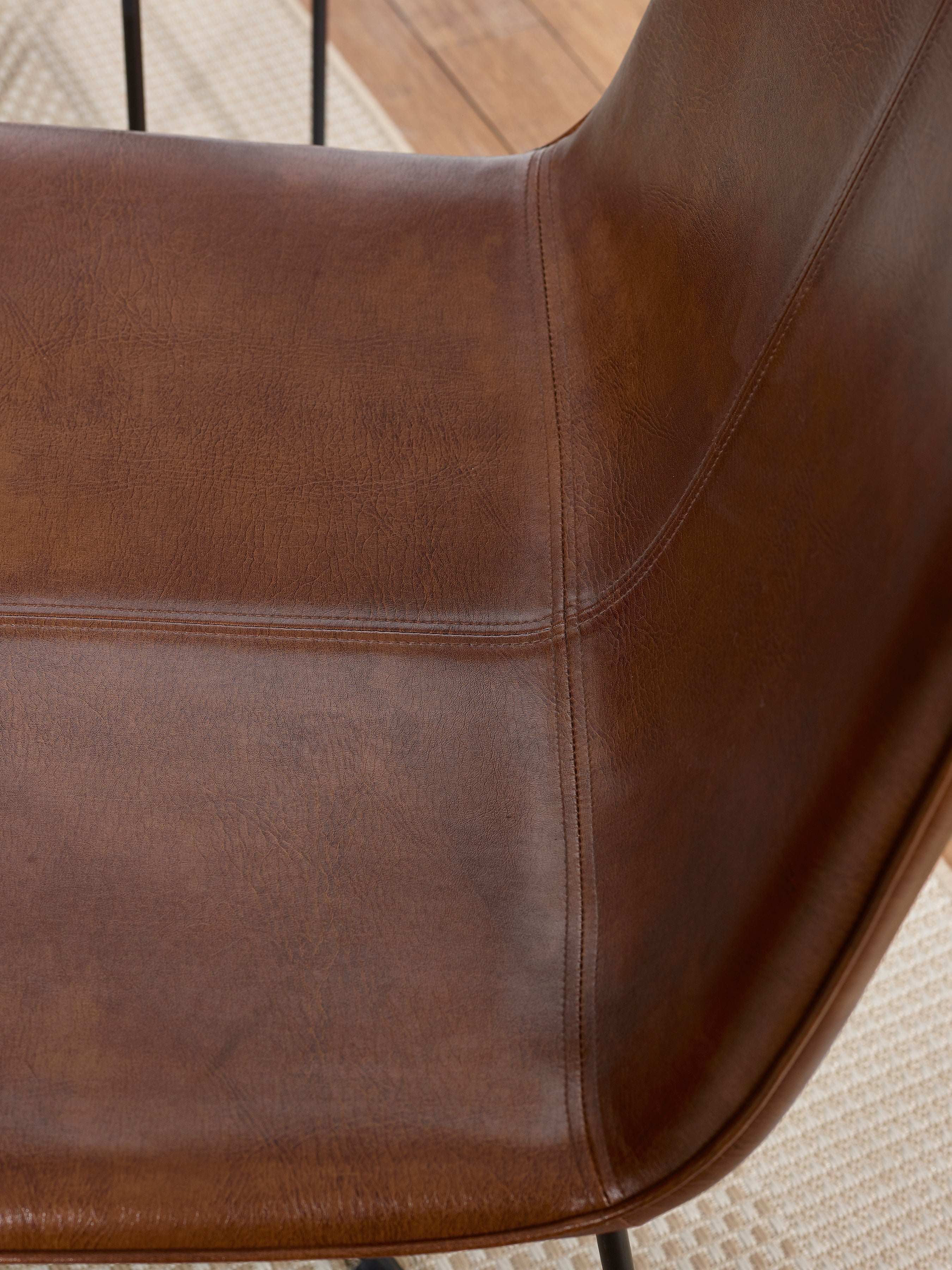 Joren Tan Brown PU Leather Lounge Chair