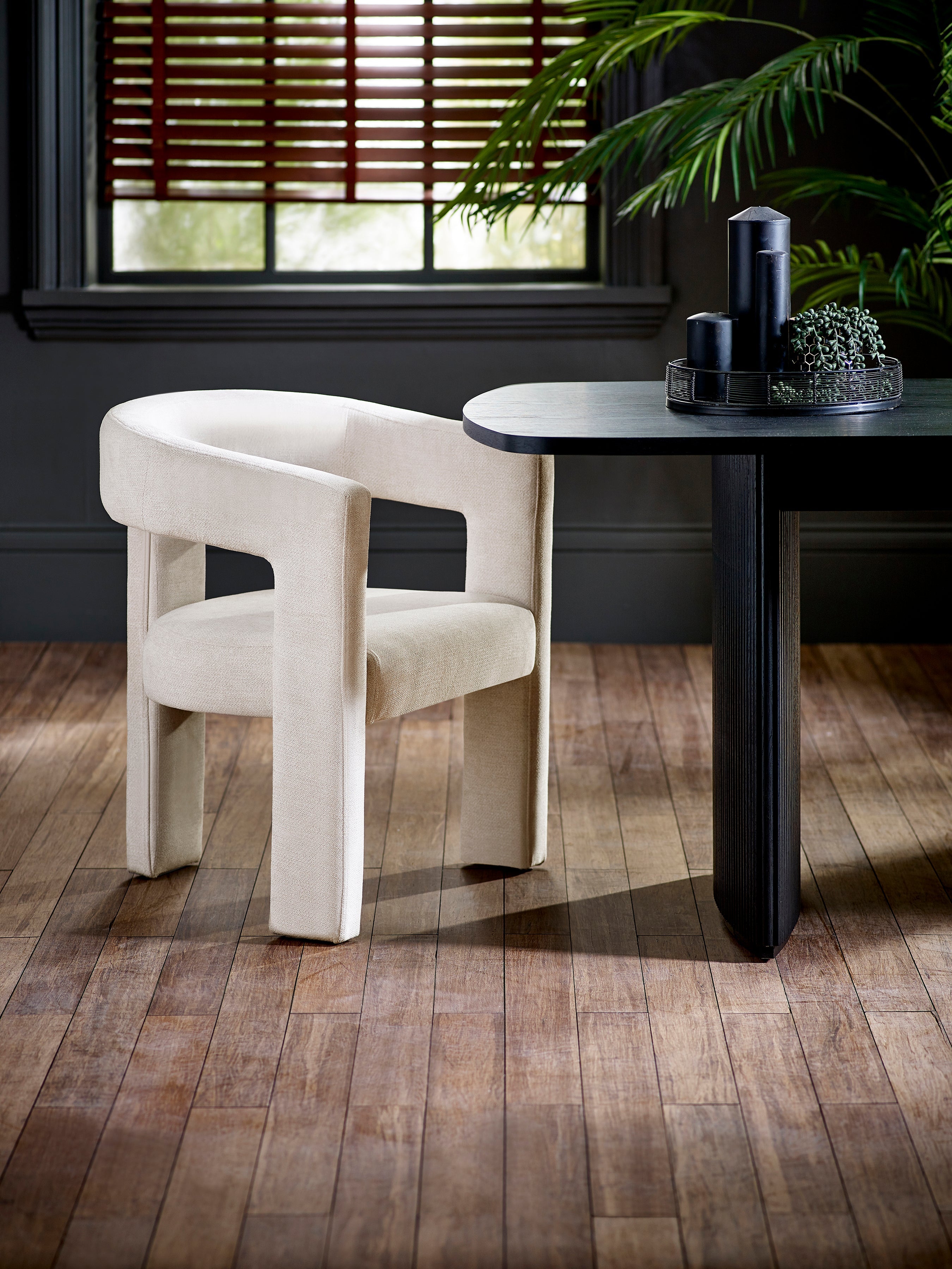 Elara Cream Chenille Upholstered Chair