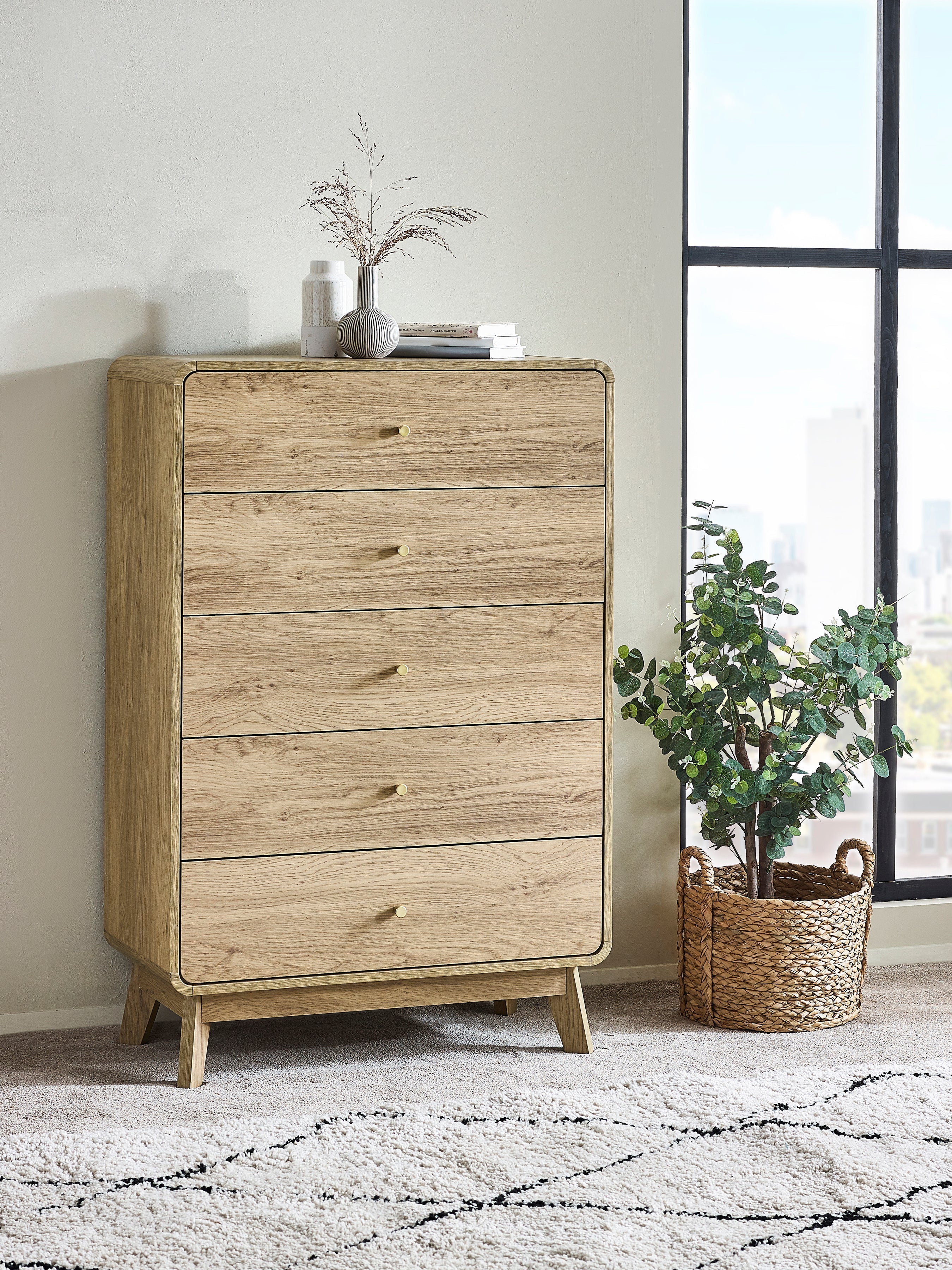 Ingrid 5 Drawer Chest Oak