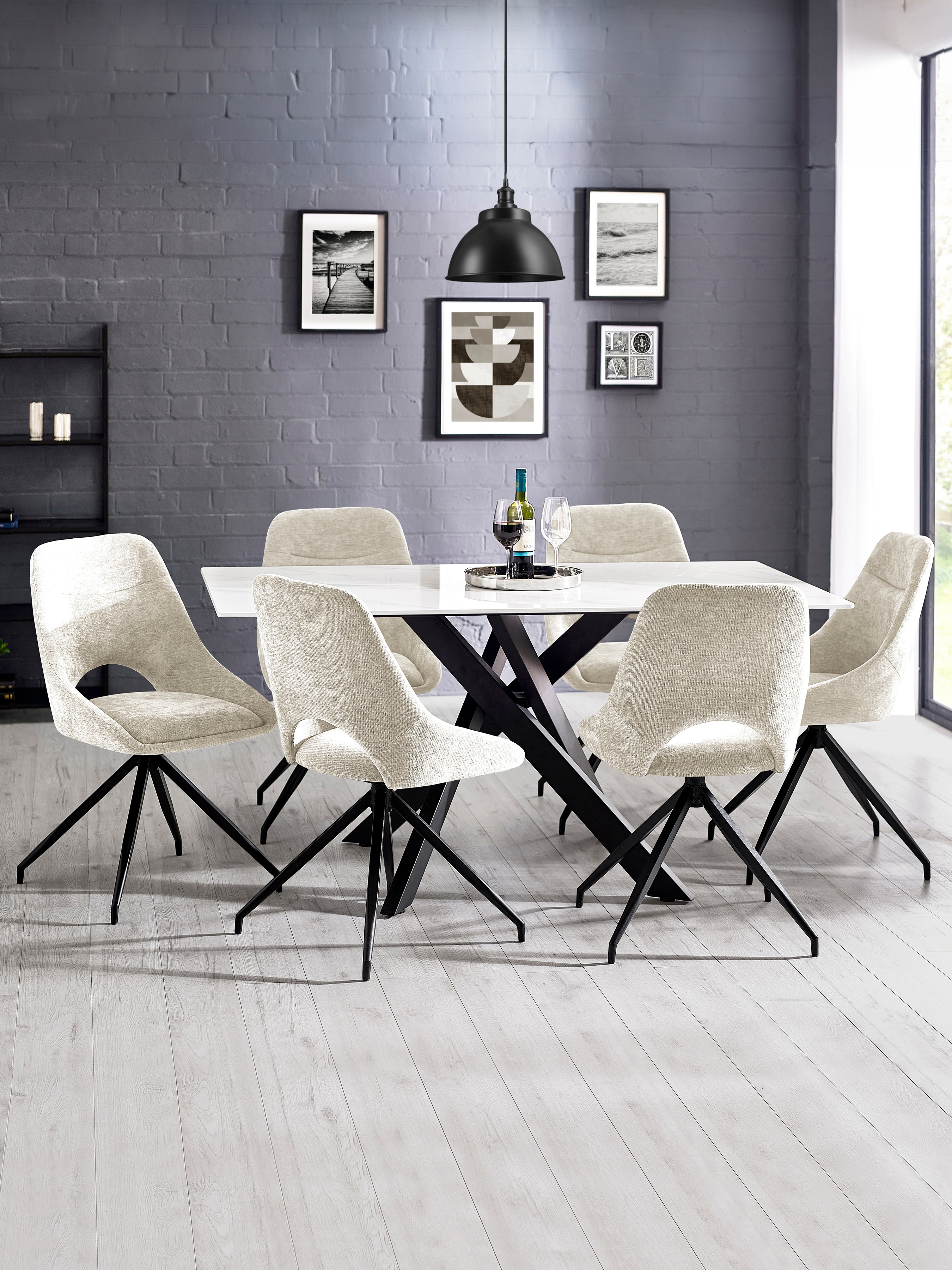 Jonah Cream Chenille Upholstered Dining Chairs (Set of 2)