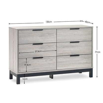 Bali 6 Drawer Wide Chest - Grey Oak