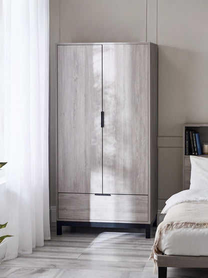 Bali 2 Door 1 Drawer Wardrobe - Grey Oak
