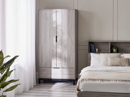 Bali 2 Door 1 Drawer Wardrobe - Grey Oak