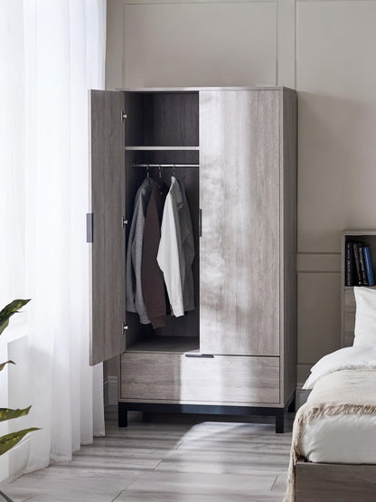 Bali 2 Door 1 Drawer Wardrobe - Grey Oak