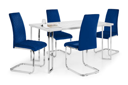 Calabria Velvet Cantilever Chairs - Blue (Set Of 4)