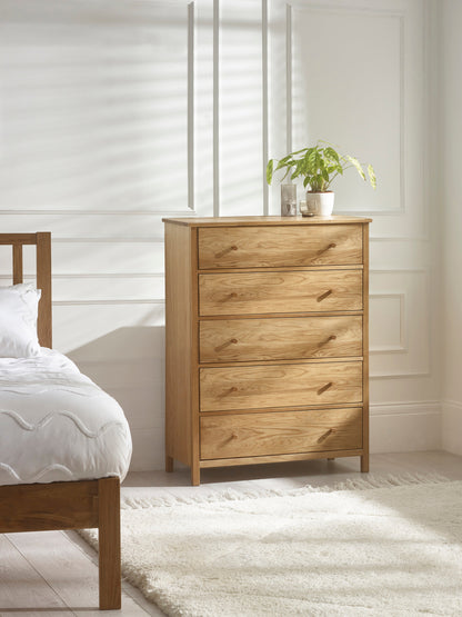 Coxmoor 5 Drawer Wide Chest - Oak
