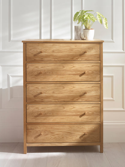 Coxmoor 5 Drawer Wide Chest - Oak