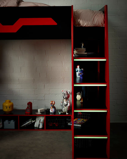 Eagle Single Gaming Highsleeper Bed - Black and Red