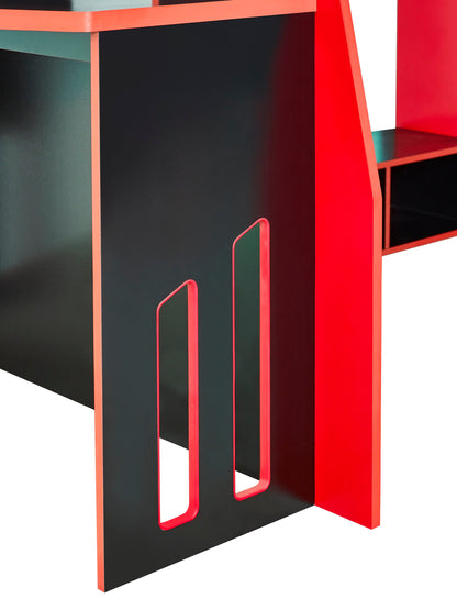 Eagle Single Gaming Highsleeper Bed - Black and Red