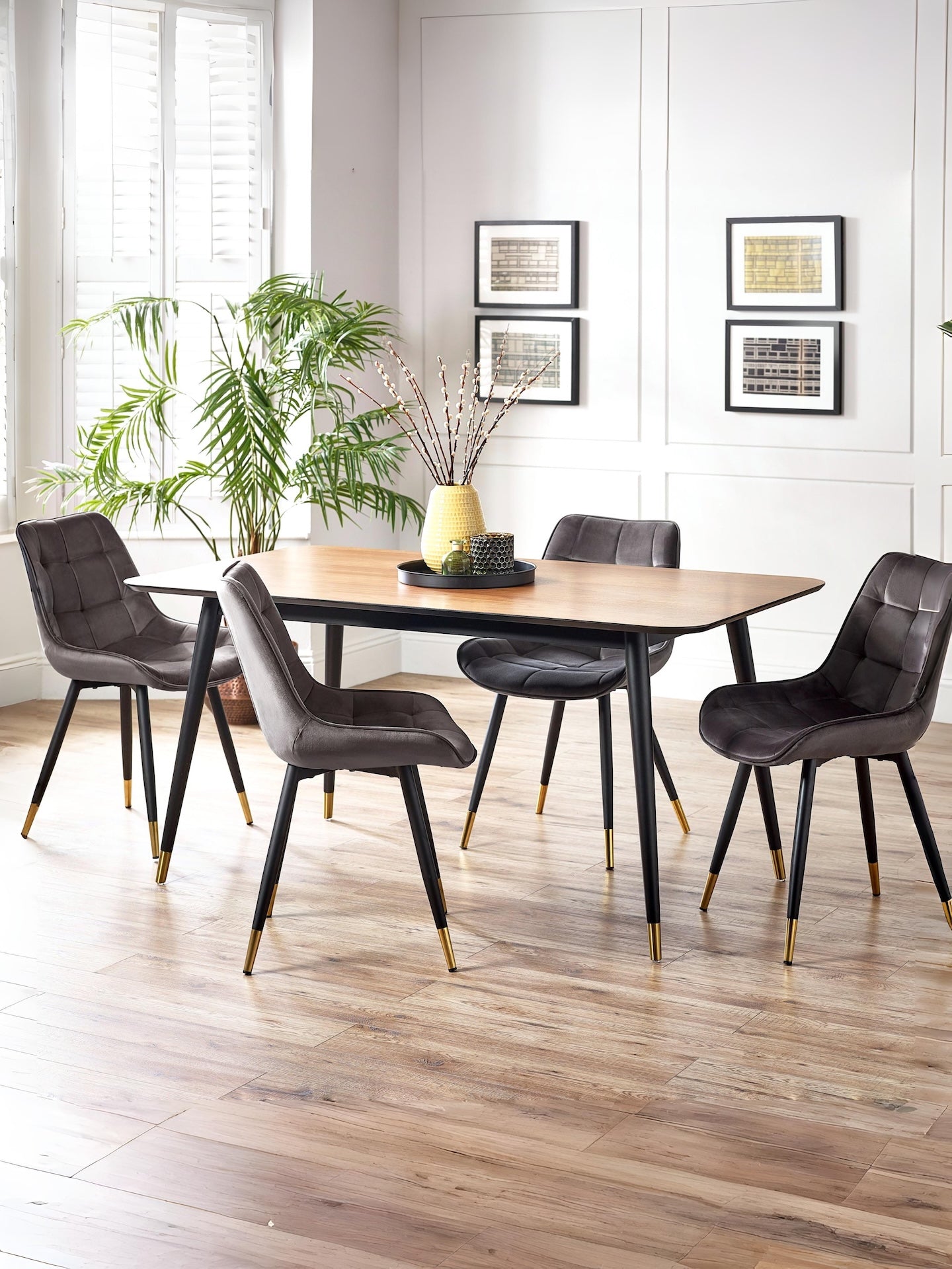 Findlay Rectangular Dining Table - Walnut & Black