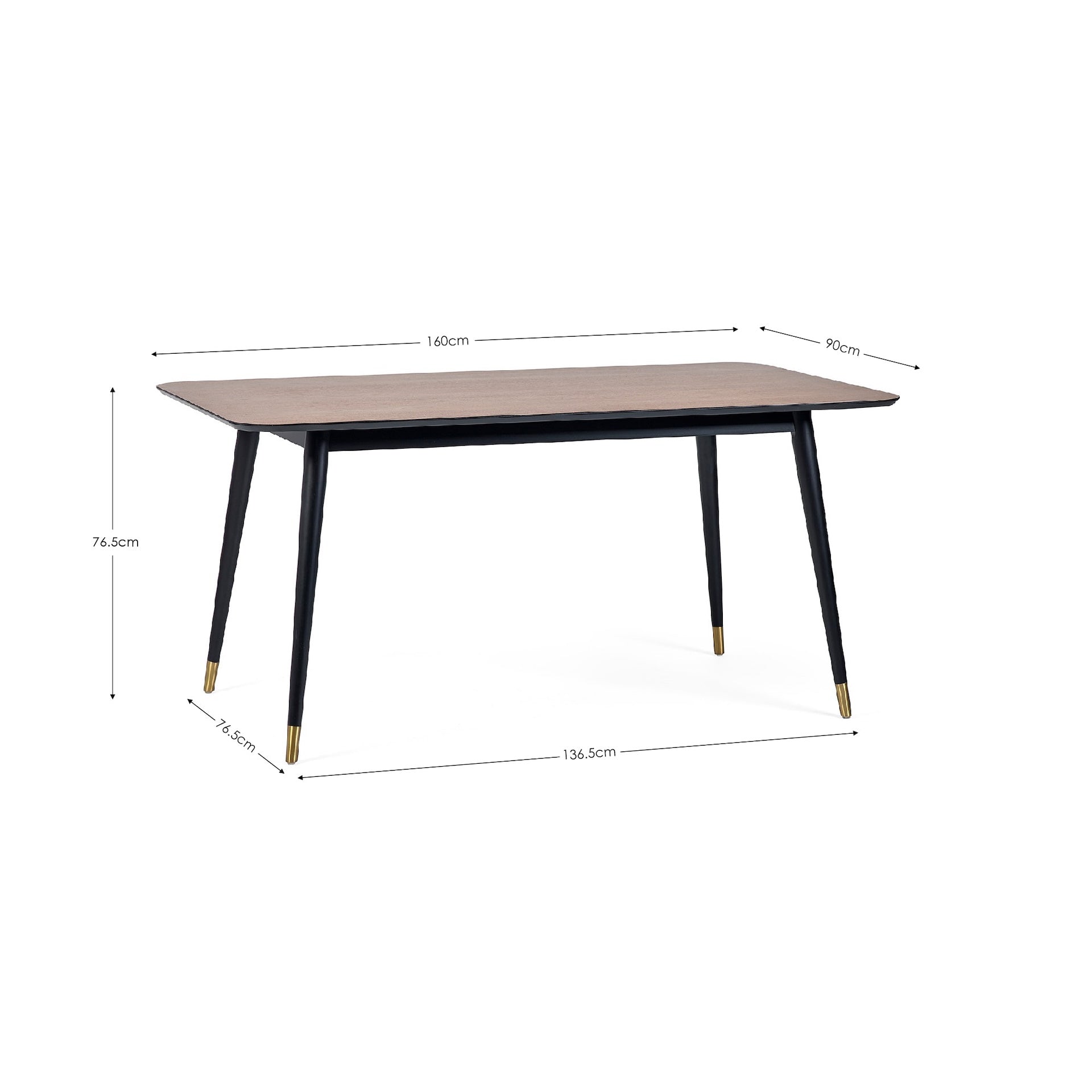 Findlay Rectangular Dining Table - Walnut & Black