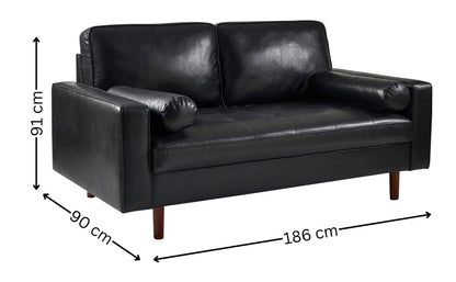 Henley Black Faux Leather 3 Seater Sofa