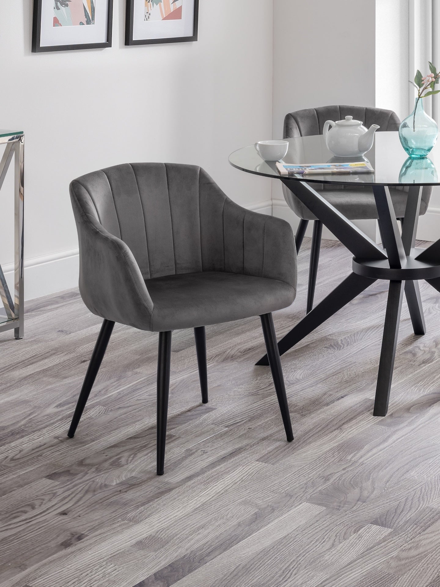 Hobart Scalloped Dining Chairs - Grey (Set Of 2)