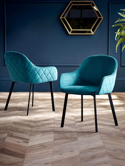 Lima Dining Chairs - Teal Velvet (Set Of 2)