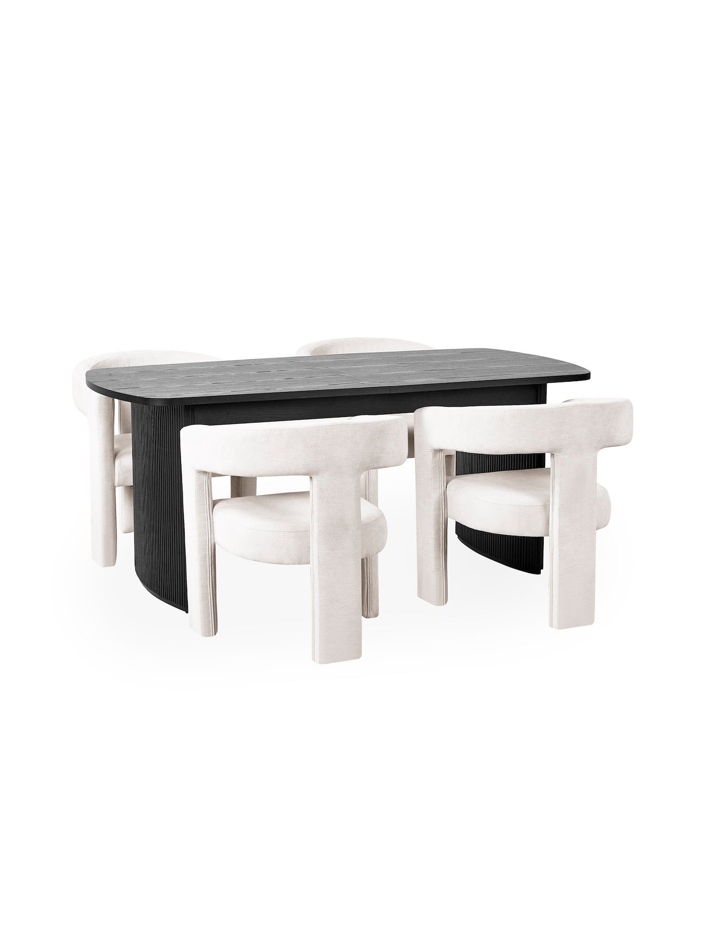 Louis Fluted Extending Dining Table - Black