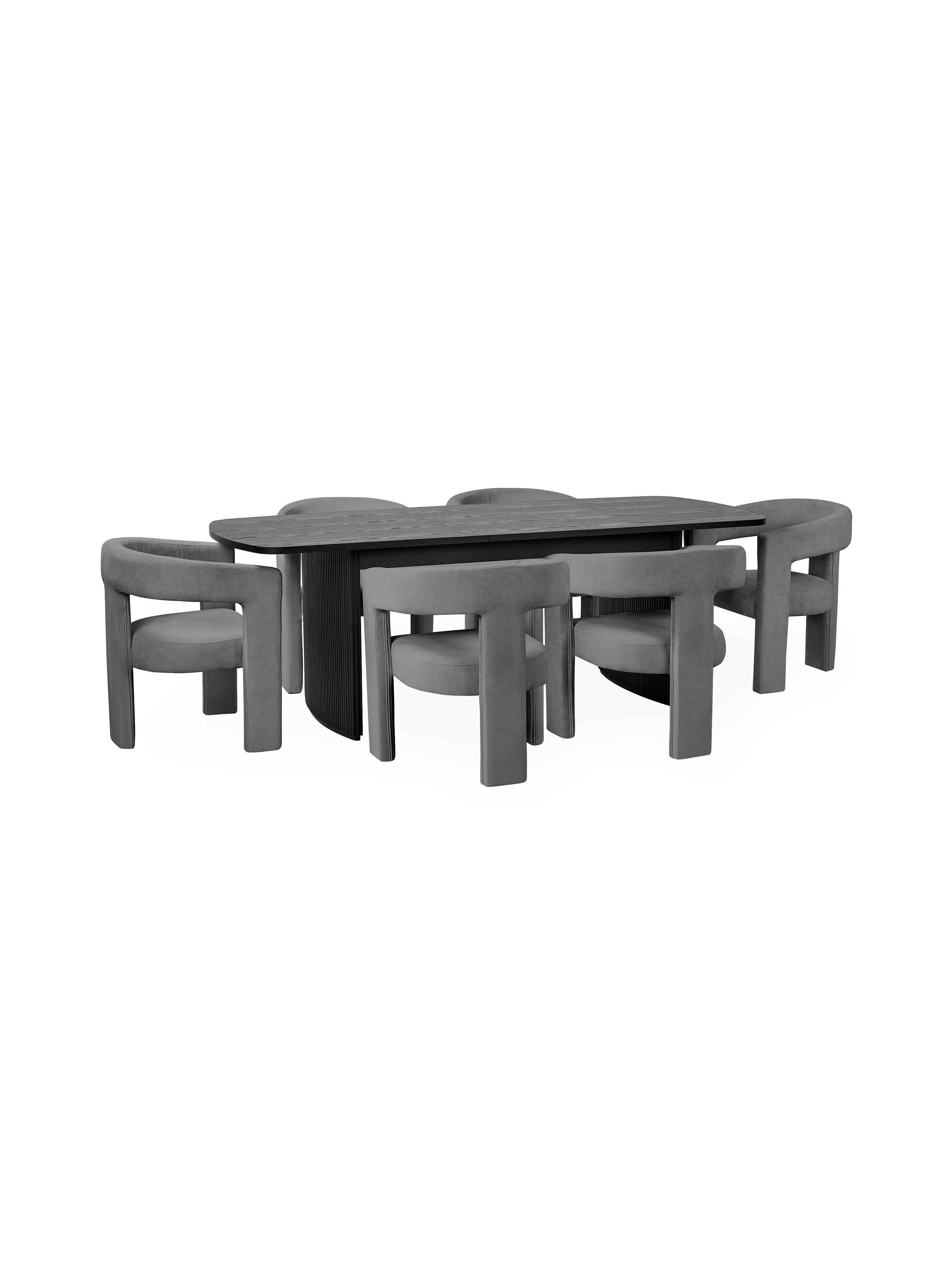 Louis Fluted Extending Dining Table - Black
