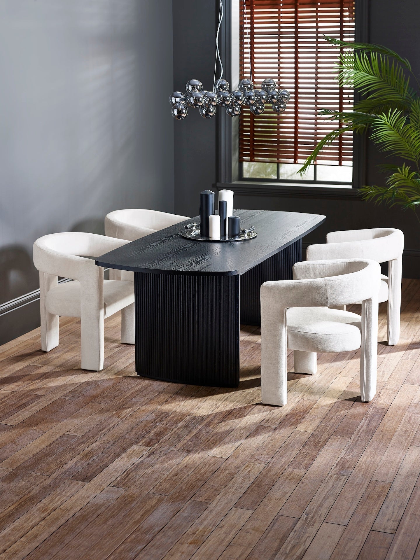Louis Fluted Extending Dining Table - Black